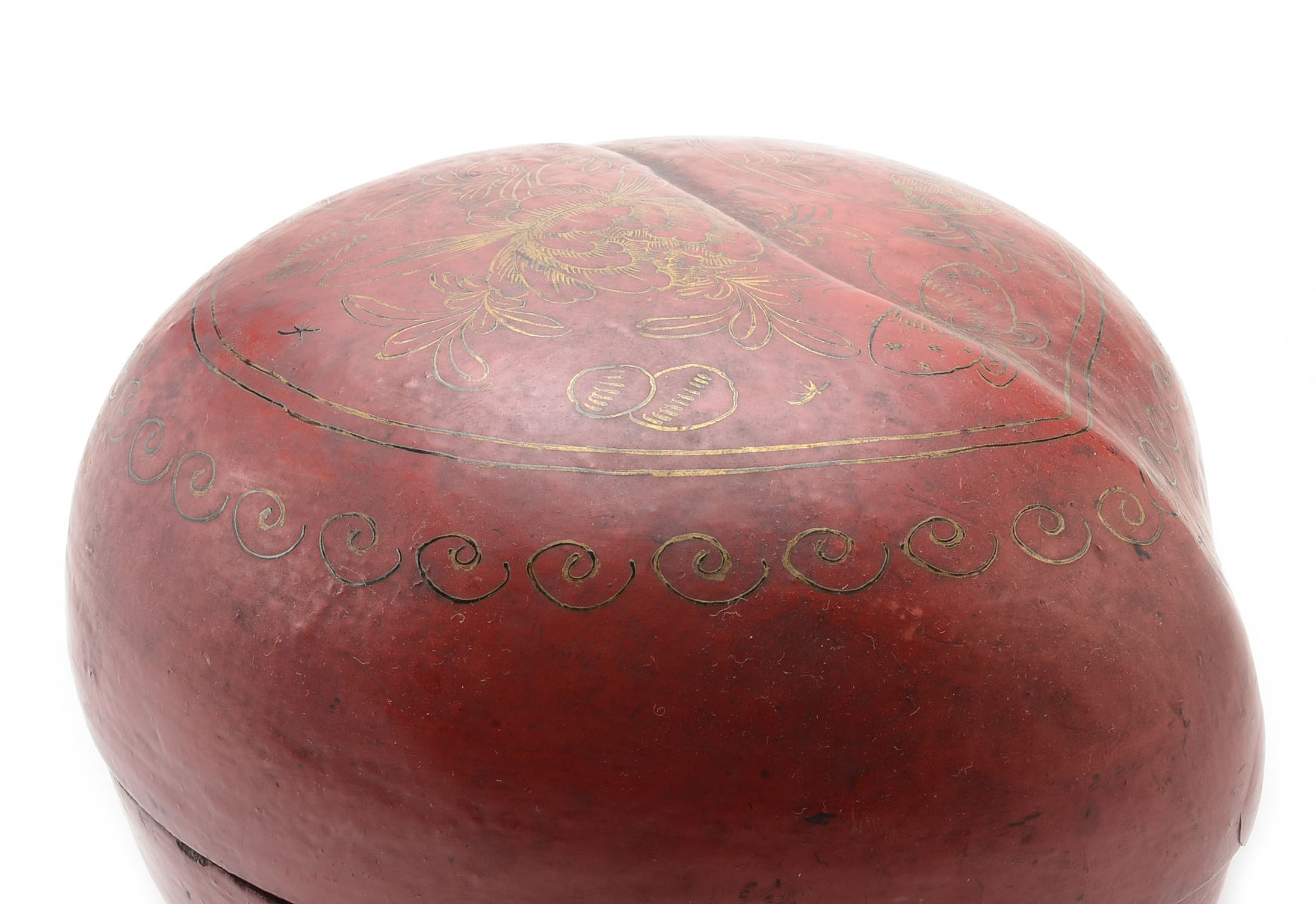 Paper Maché Chinese Peach-Shaped Box