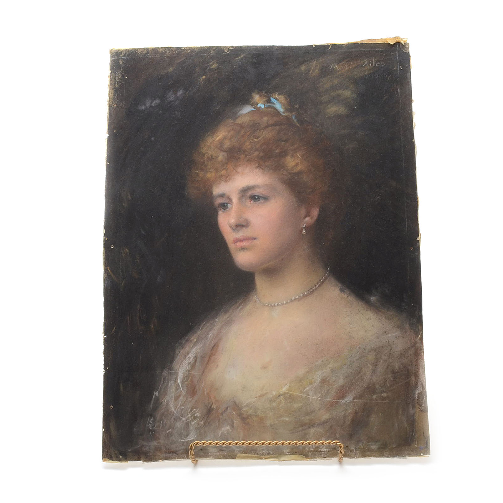 Marie Miles Original Pastel Drawing on Paperboard