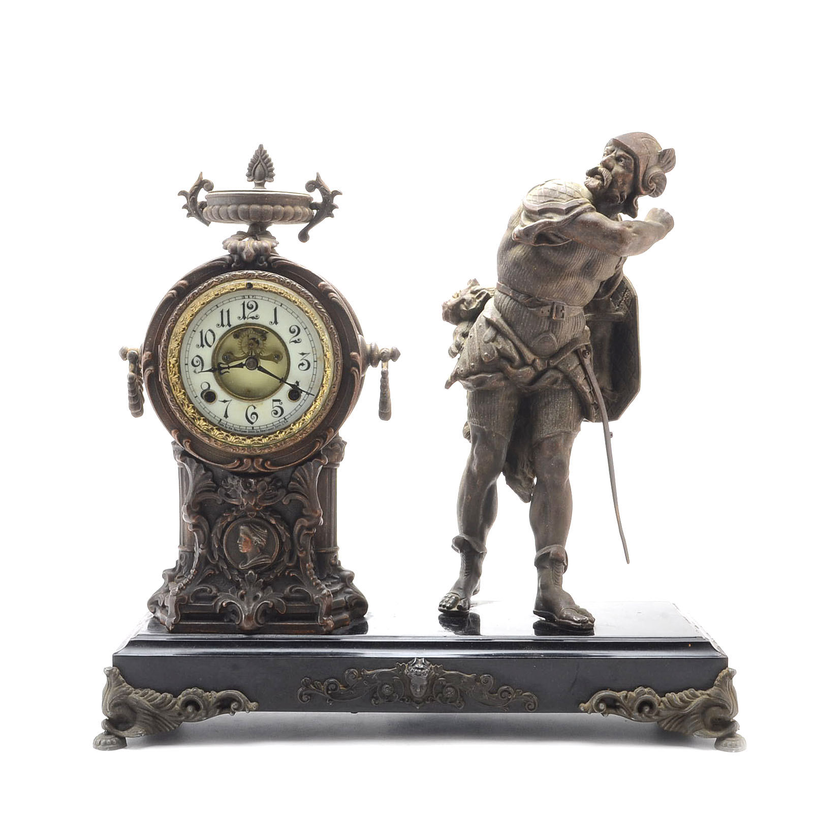 New Haven Roman Gladiator Figural Clock