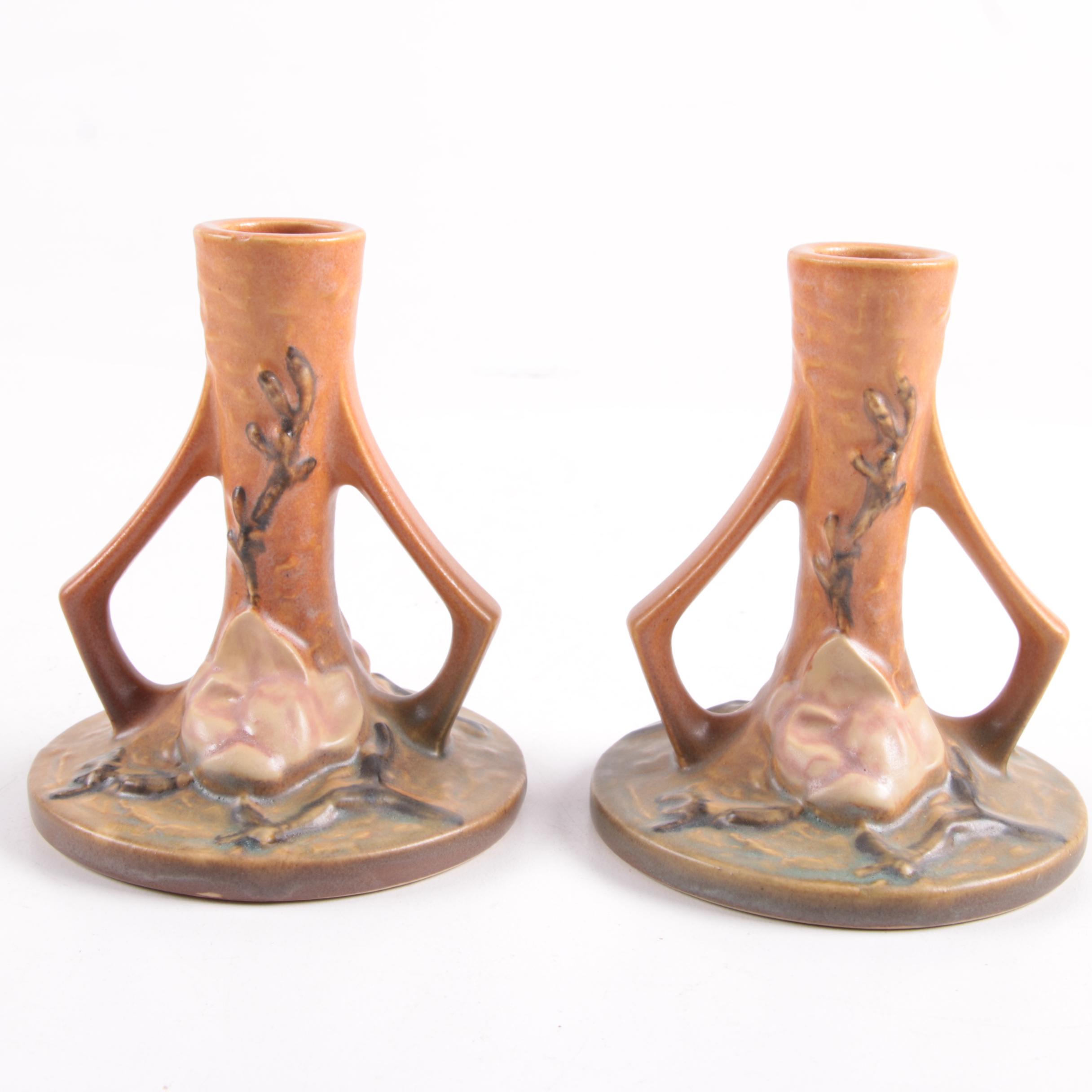 Roseville Pottery "Magnolia"Vase and Candle Holders