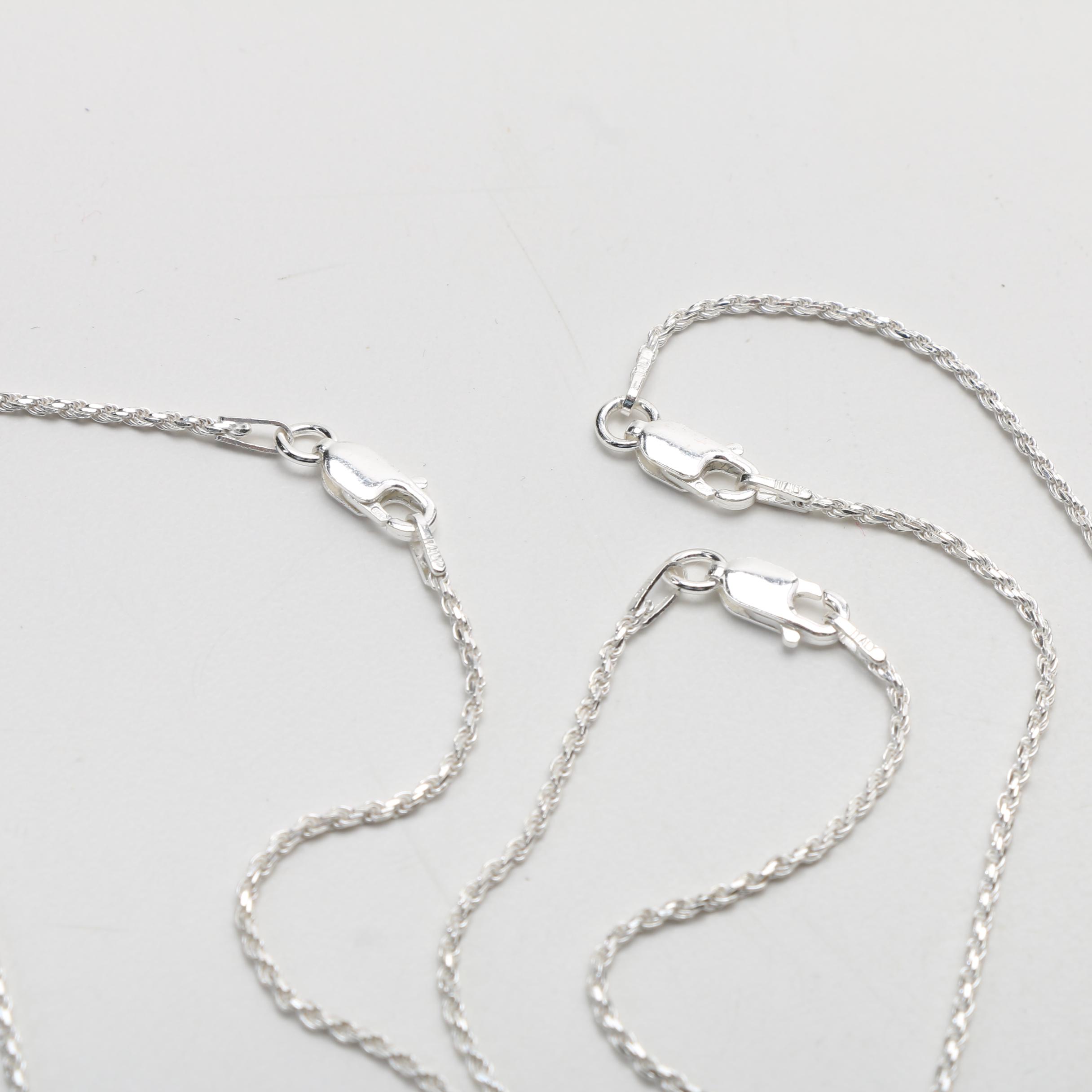 Ten Sterling Silver Chain Necklaces