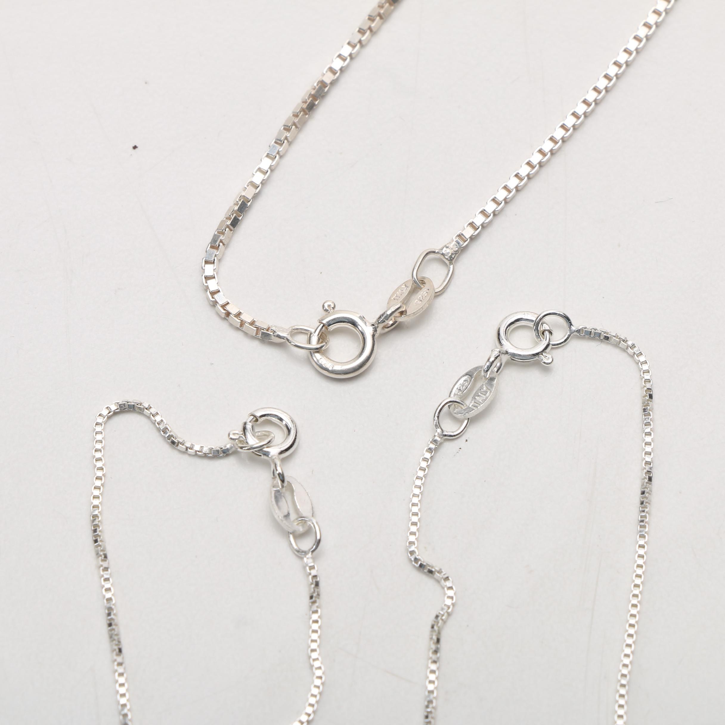Ten Sterling Silver Chain Necklaces