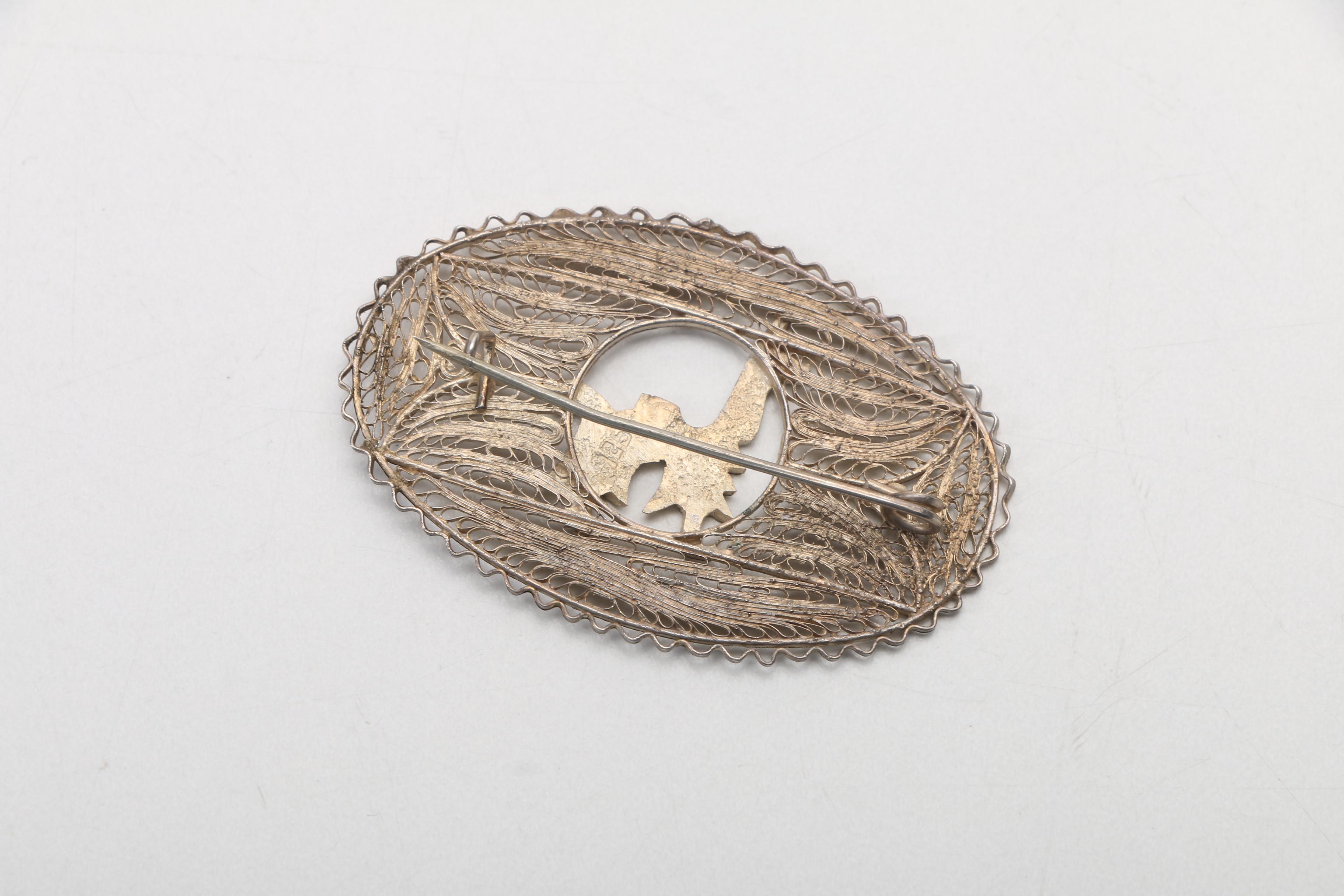 800 Silver Necklace and Two Brooches