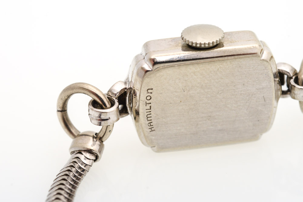 14K White Gold Diamond Hamilton and Diamond Gruen Watches