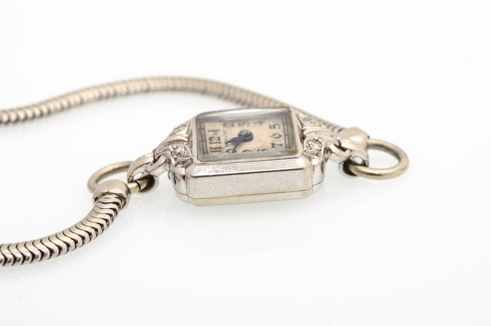 14K White Gold Diamond Hamilton and Diamond Gruen Watches