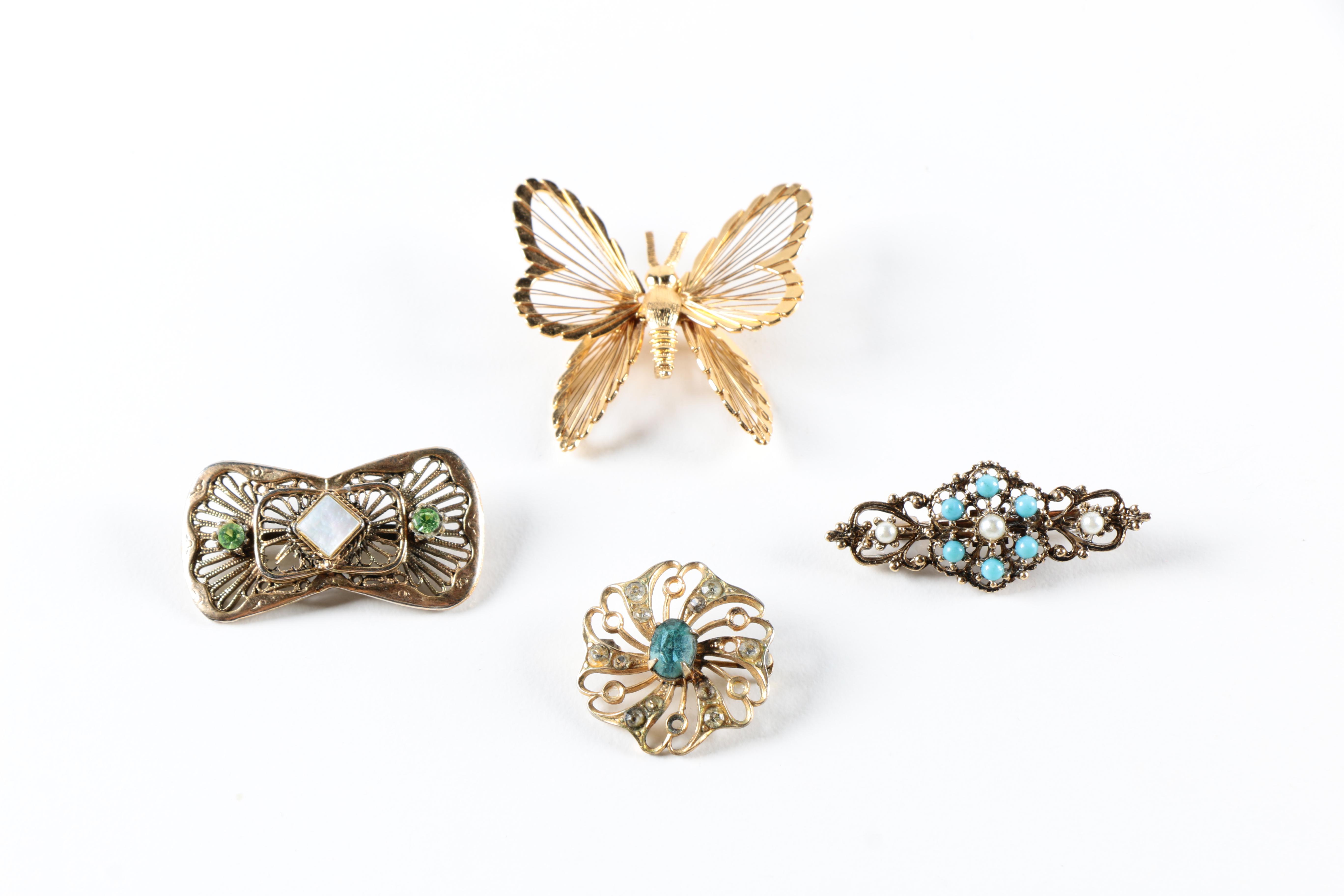 Vintage Gilded Costume Jewelry Including Monet