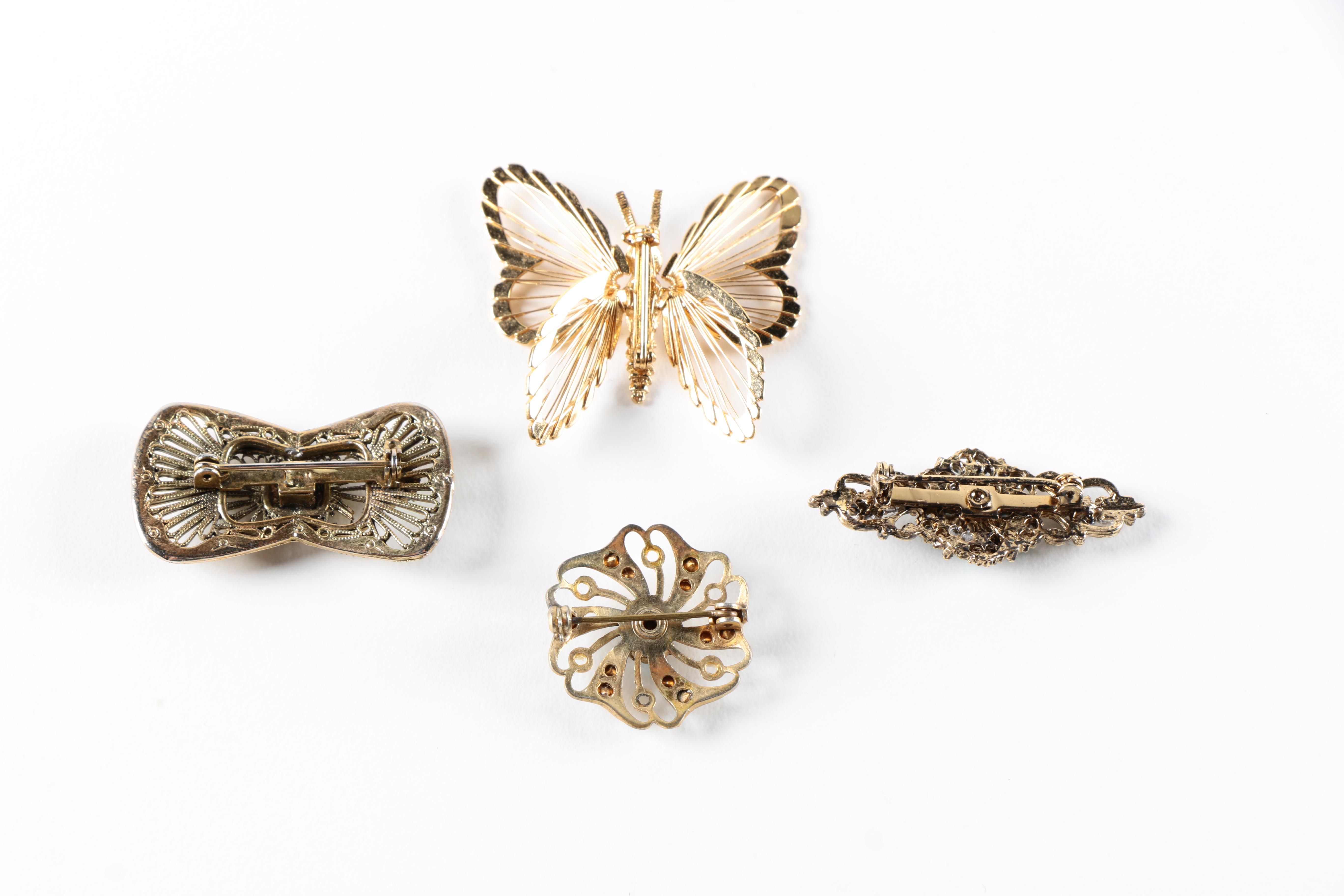 Vintage Gilded Costume Jewelry Including Monet