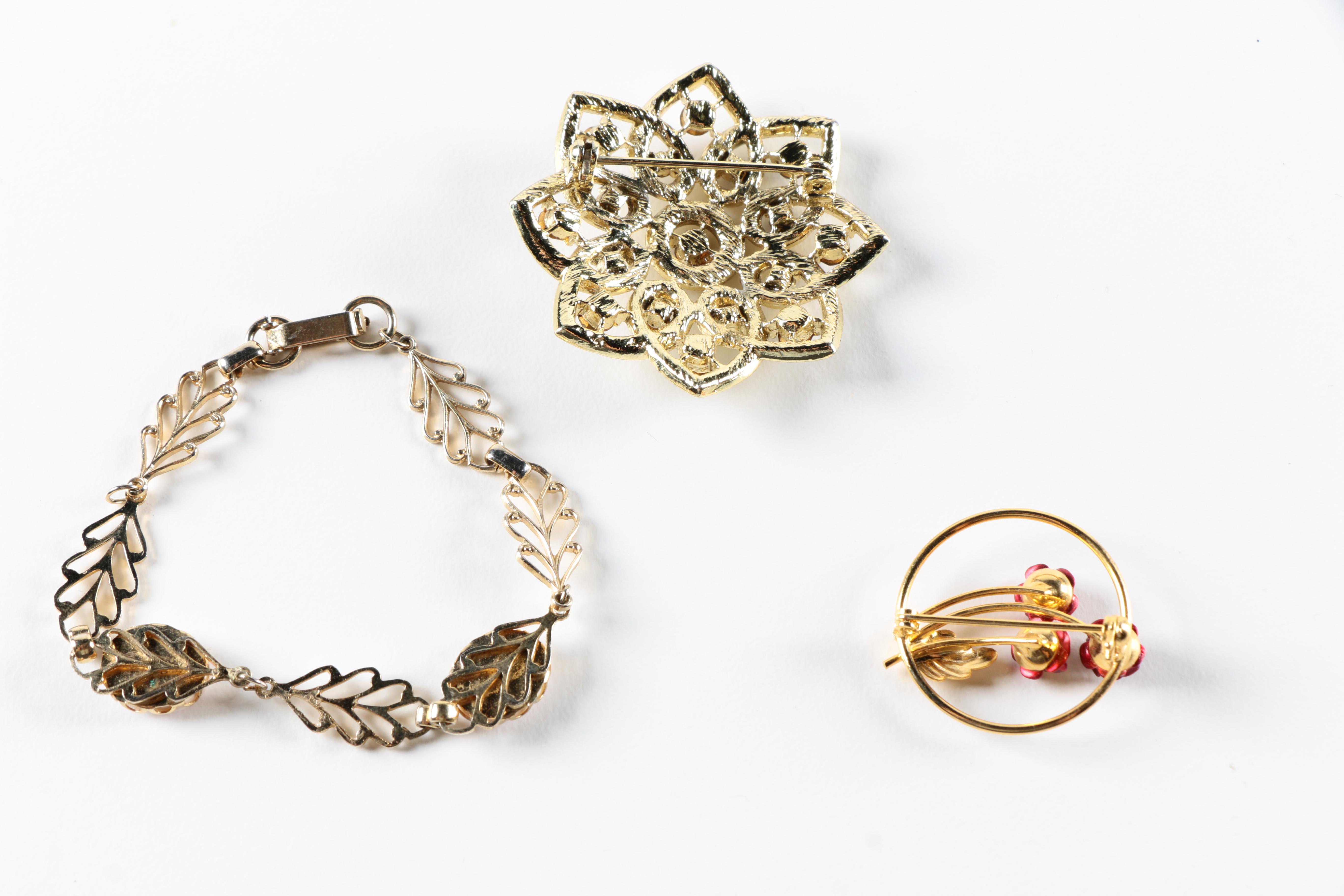 Vintage Gilded Costume Jewelry Including Monet