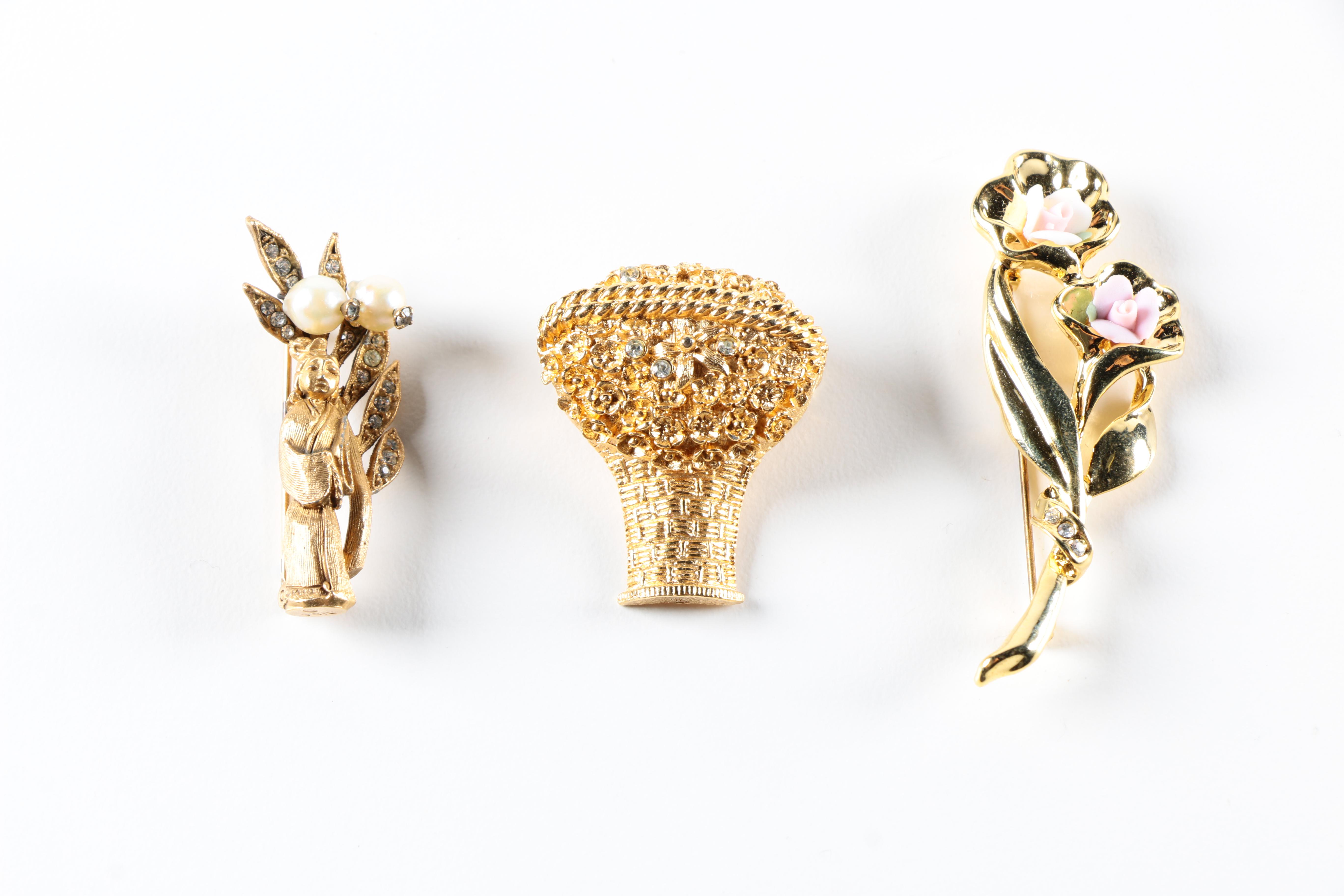 Vintage Gilded Costume Jewelry Including Monet