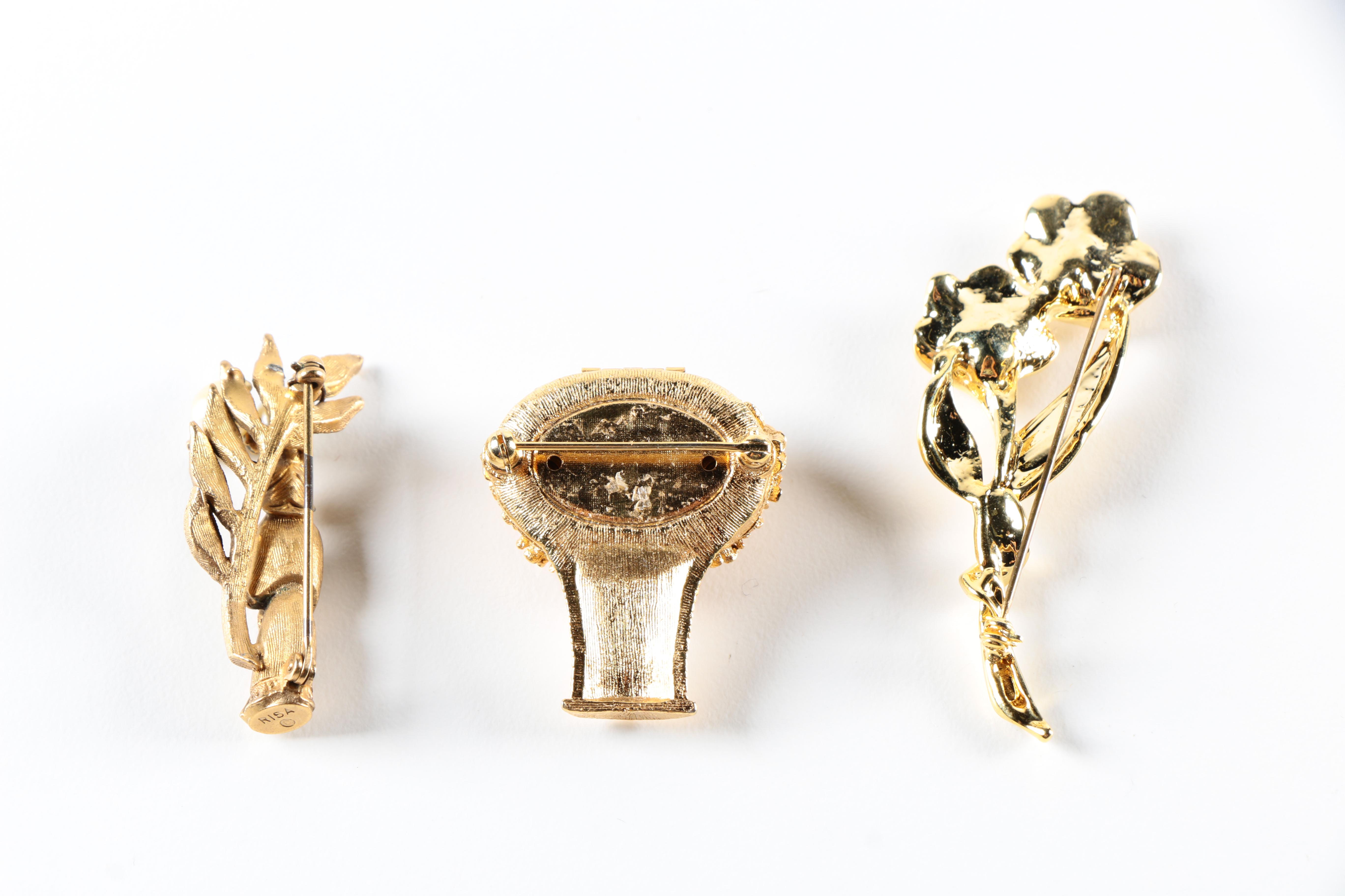 Vintage Gilded Costume Jewelry Including Monet