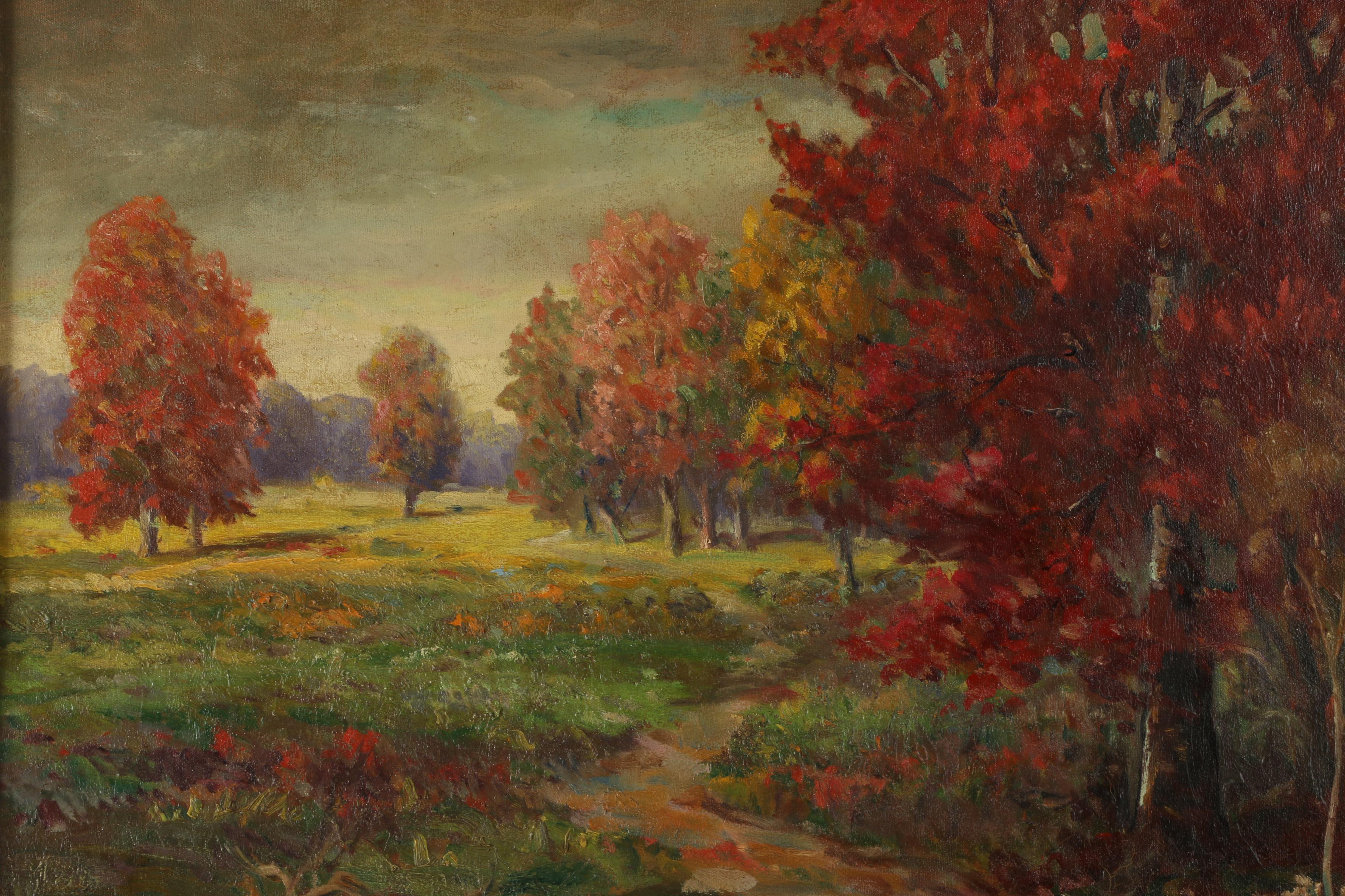 E.G. Kummer Vintage Oil Painting on Canvas "Autumn"