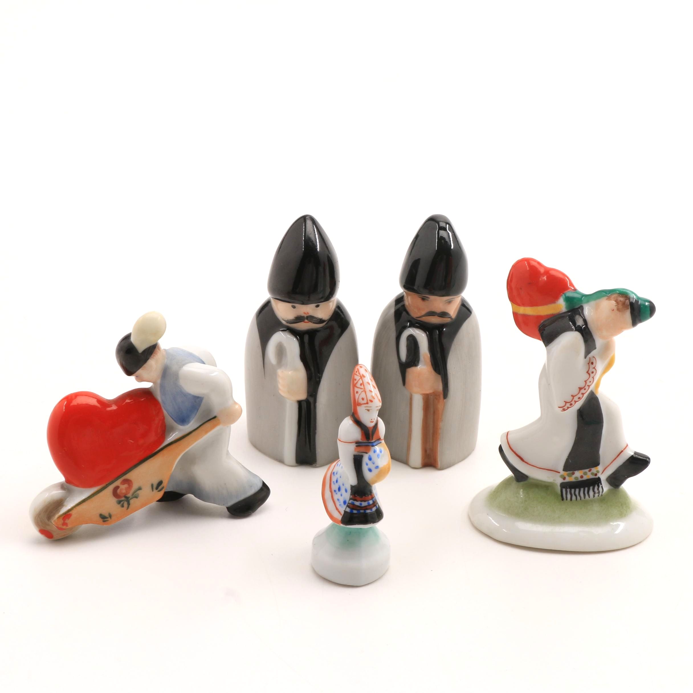 Five Herend Porcelain Miniature Figurines