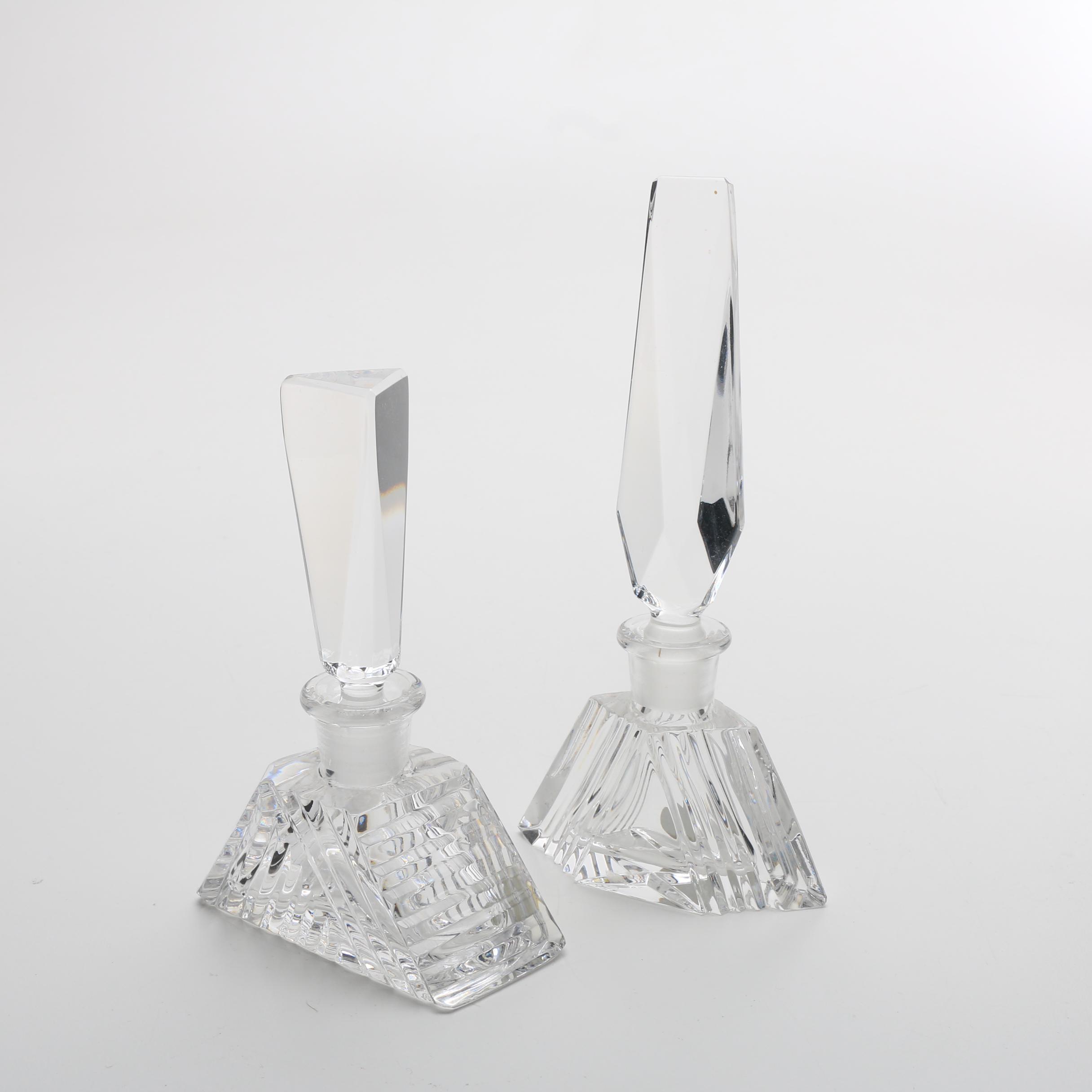 Crystal and Glass Perfume Bottles with Mirrored Vanity Tray