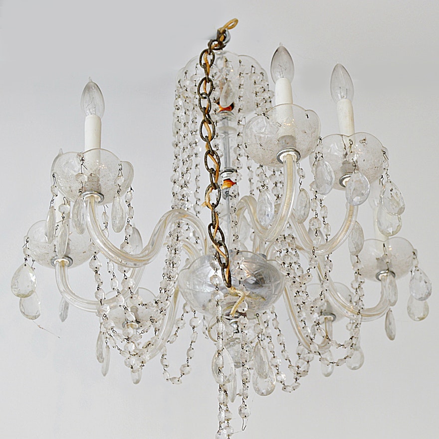 Vintage 12-Light Crystal Beaded Chandelier