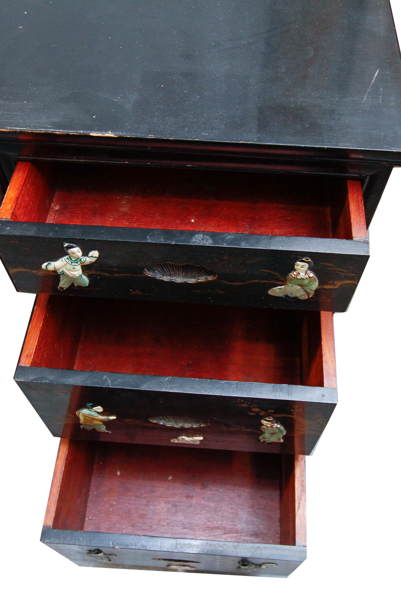 Chinese Style Writing Desk with Figural Inlays