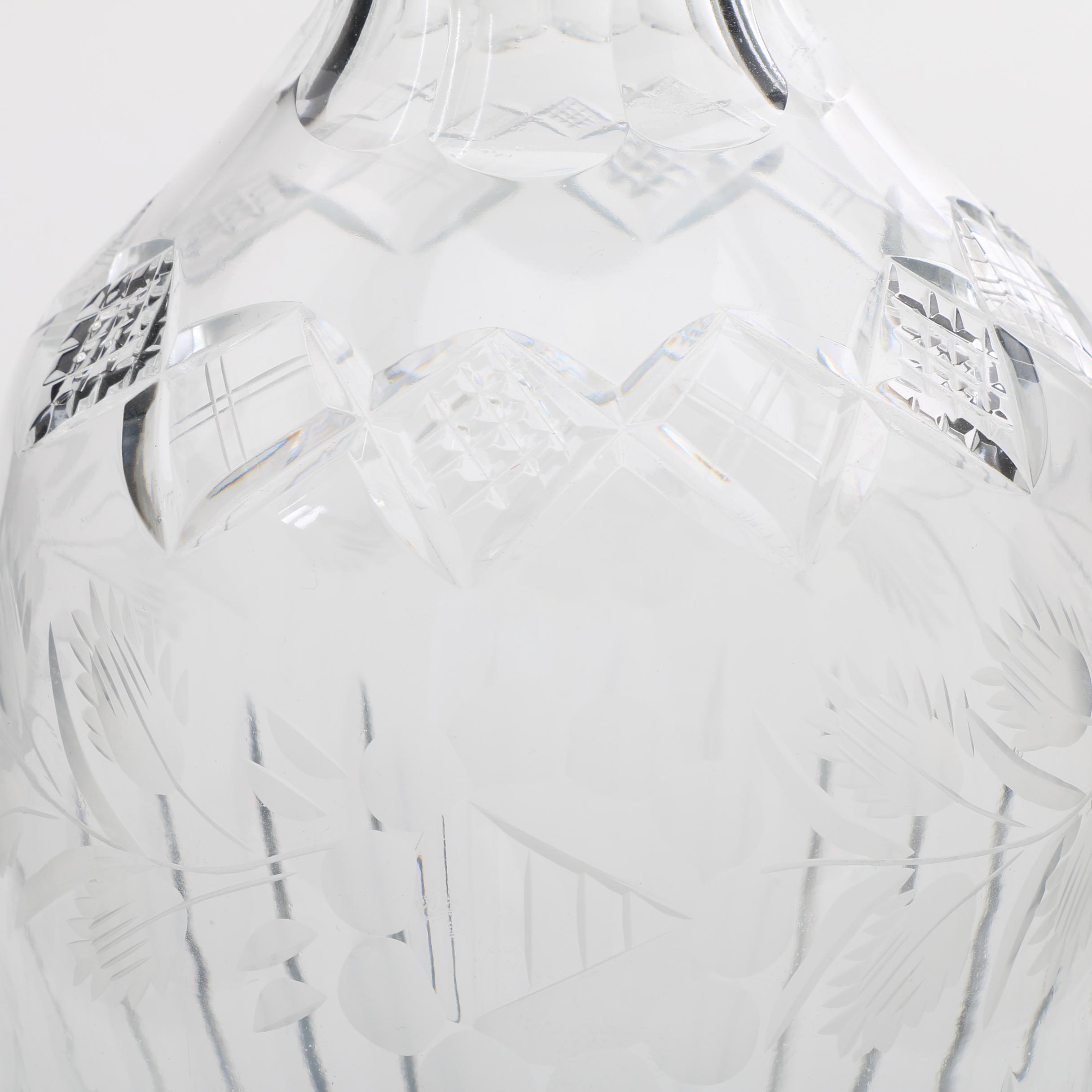 Cut Crystal Vase with Floral Motif