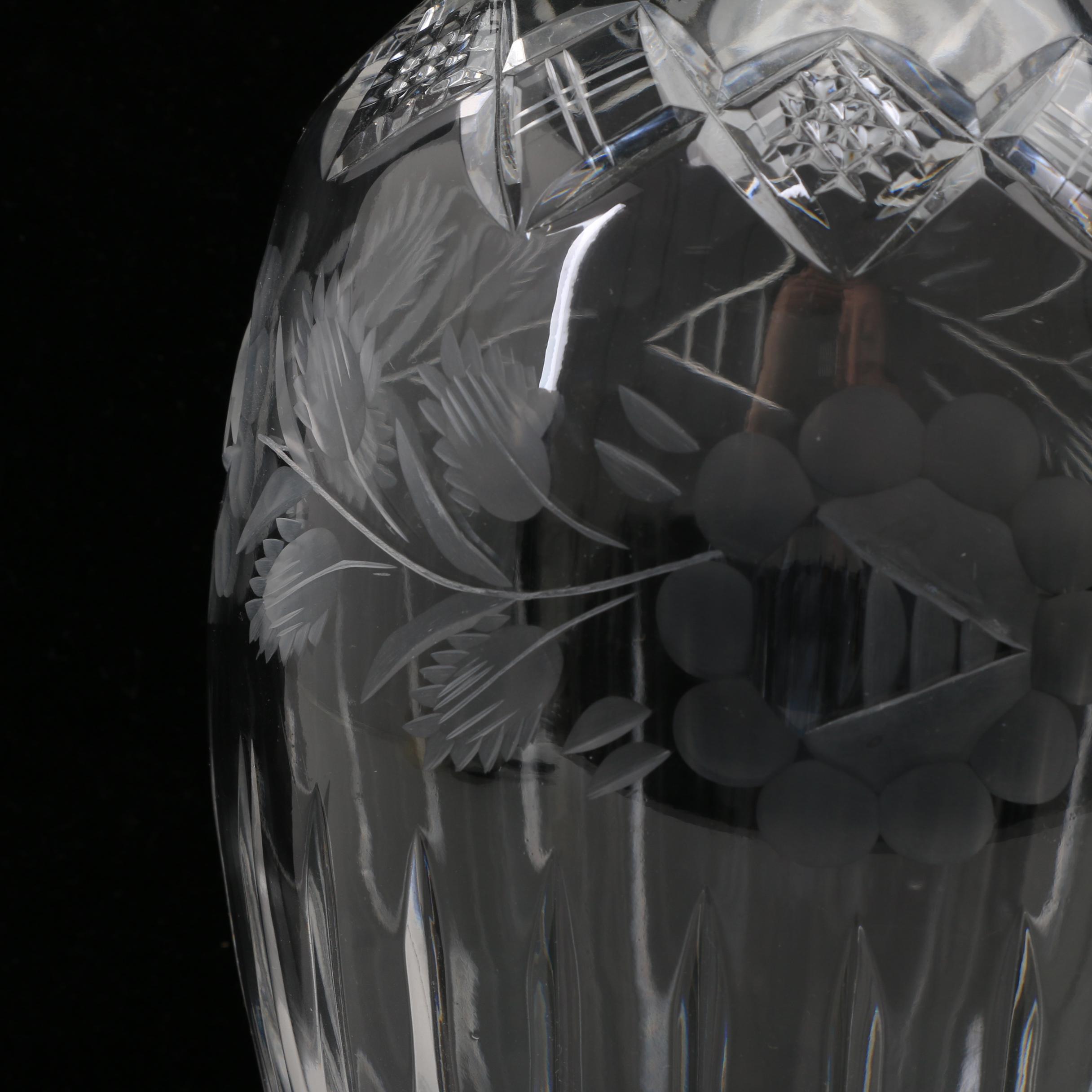 Cut Crystal Vase with Floral Motif