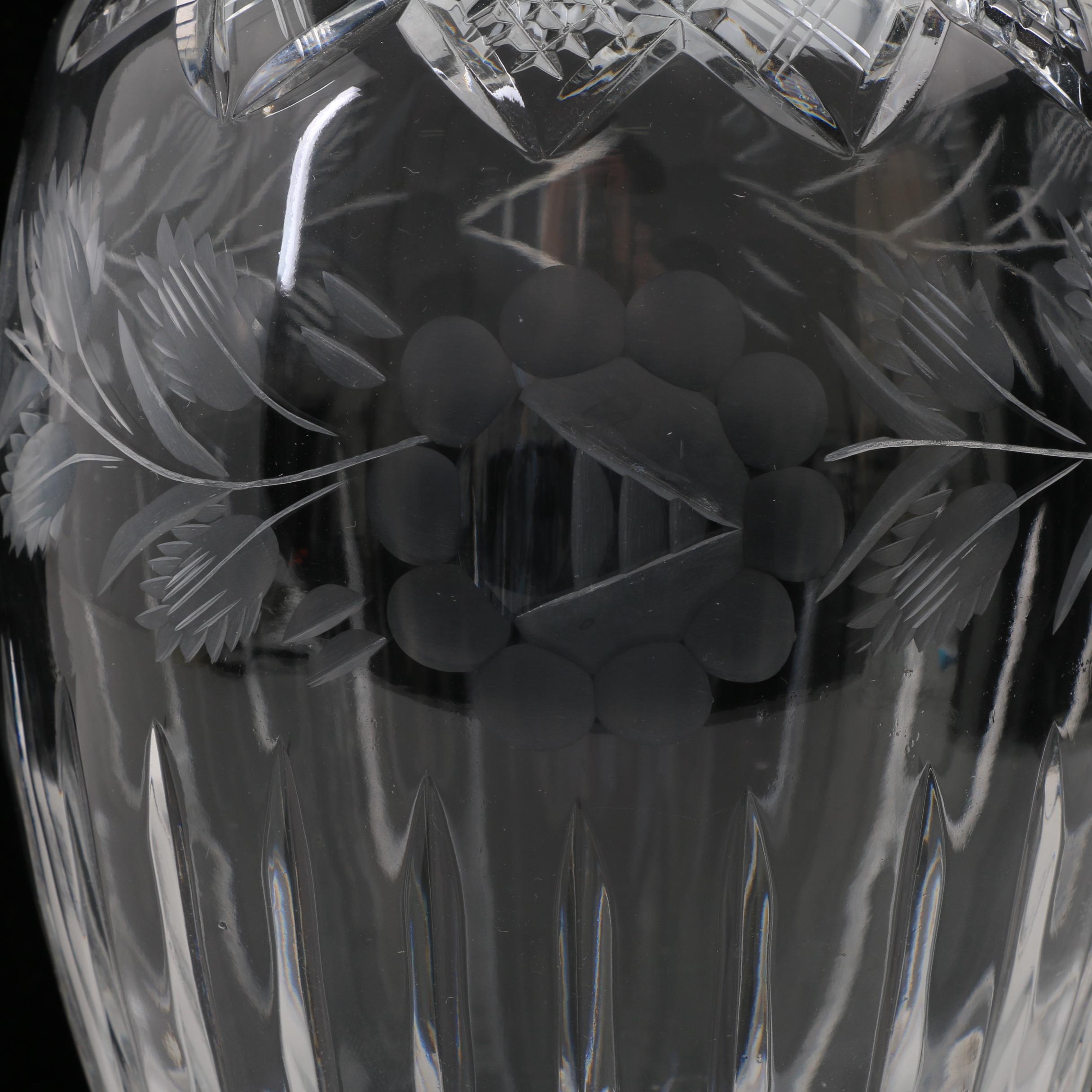 Cut Crystal Vase with Floral Motif
