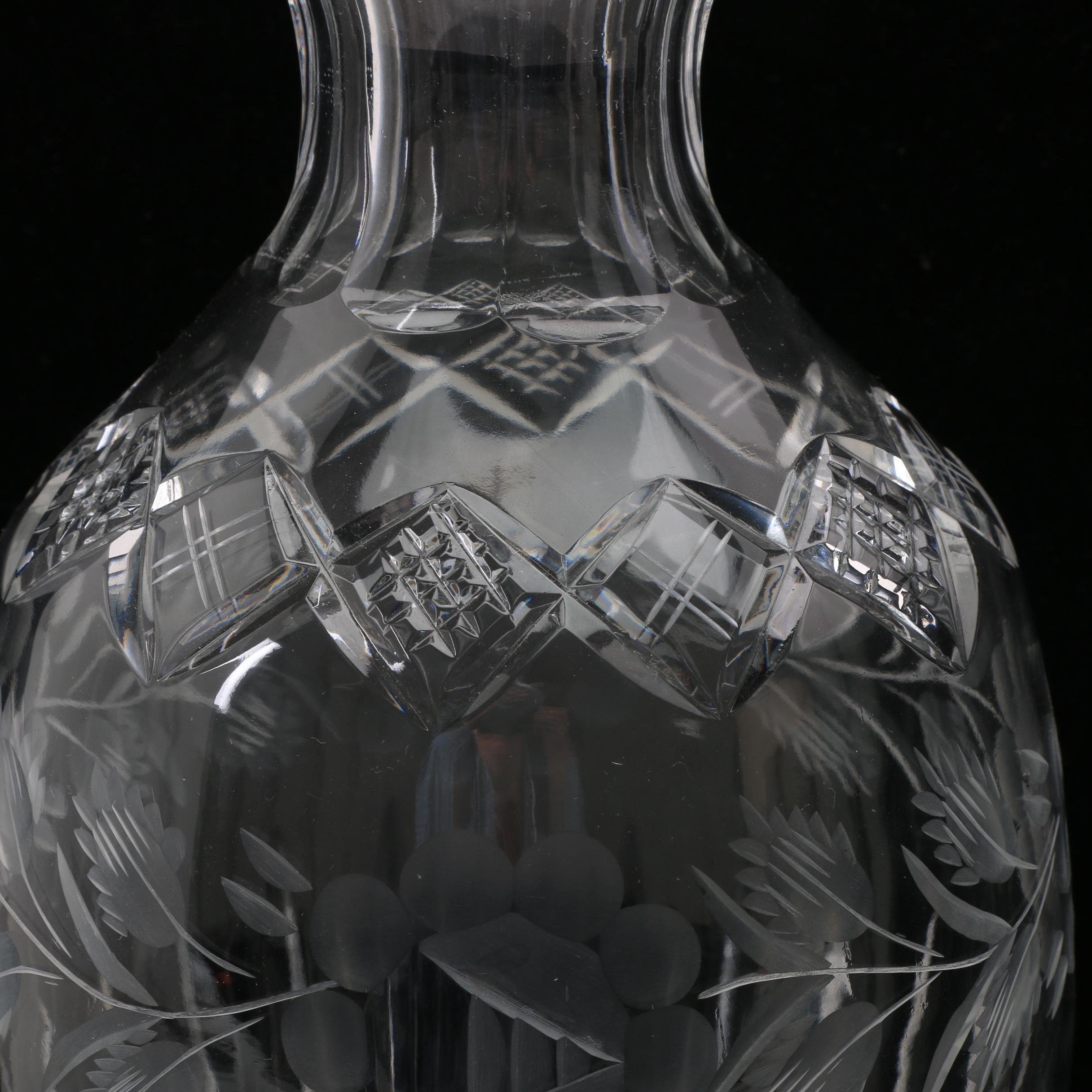 Cut Crystal Vase with Floral Motif