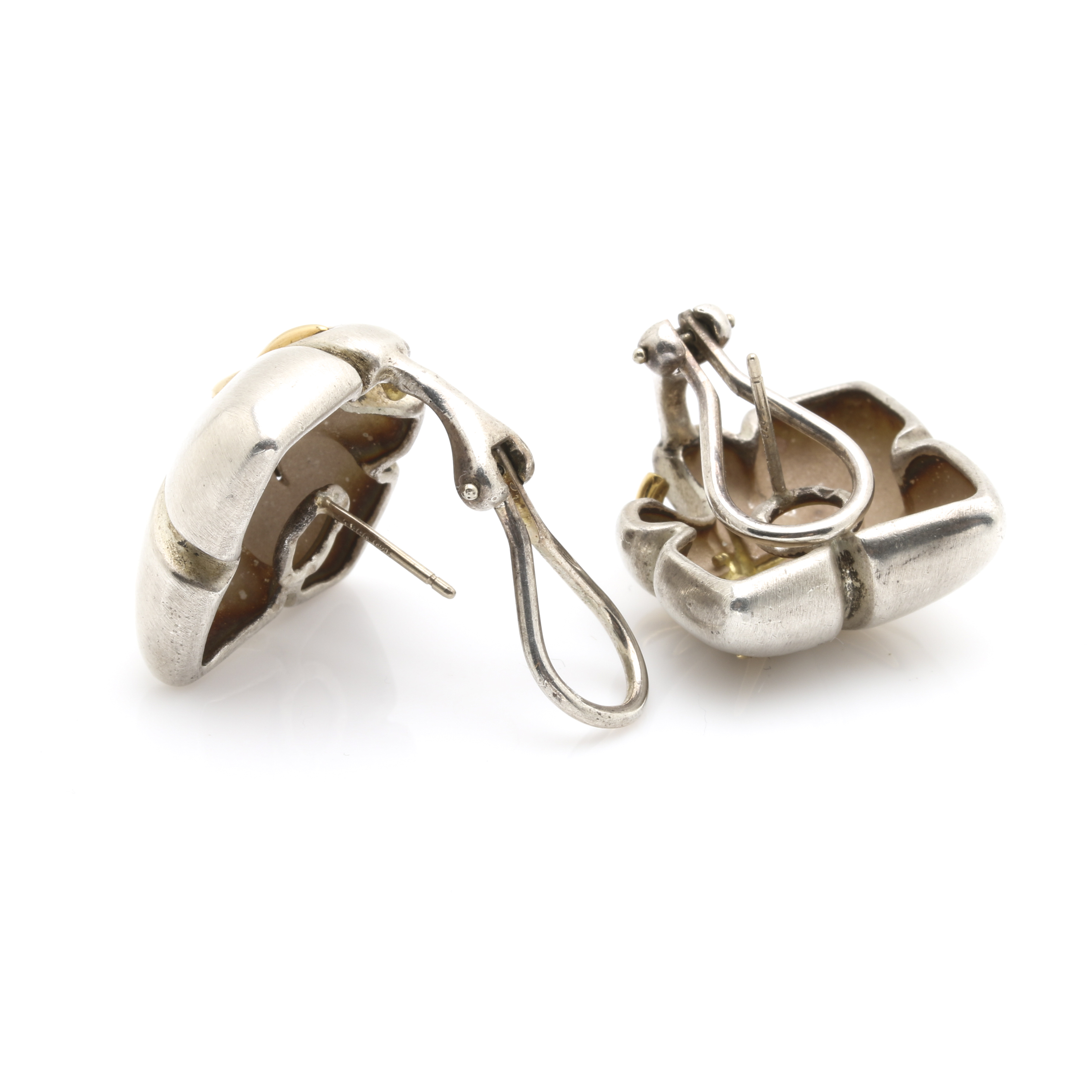 Vintage 1991 Tiffany & Co. Sterling Silver and 18K Yellow Gold Earrings