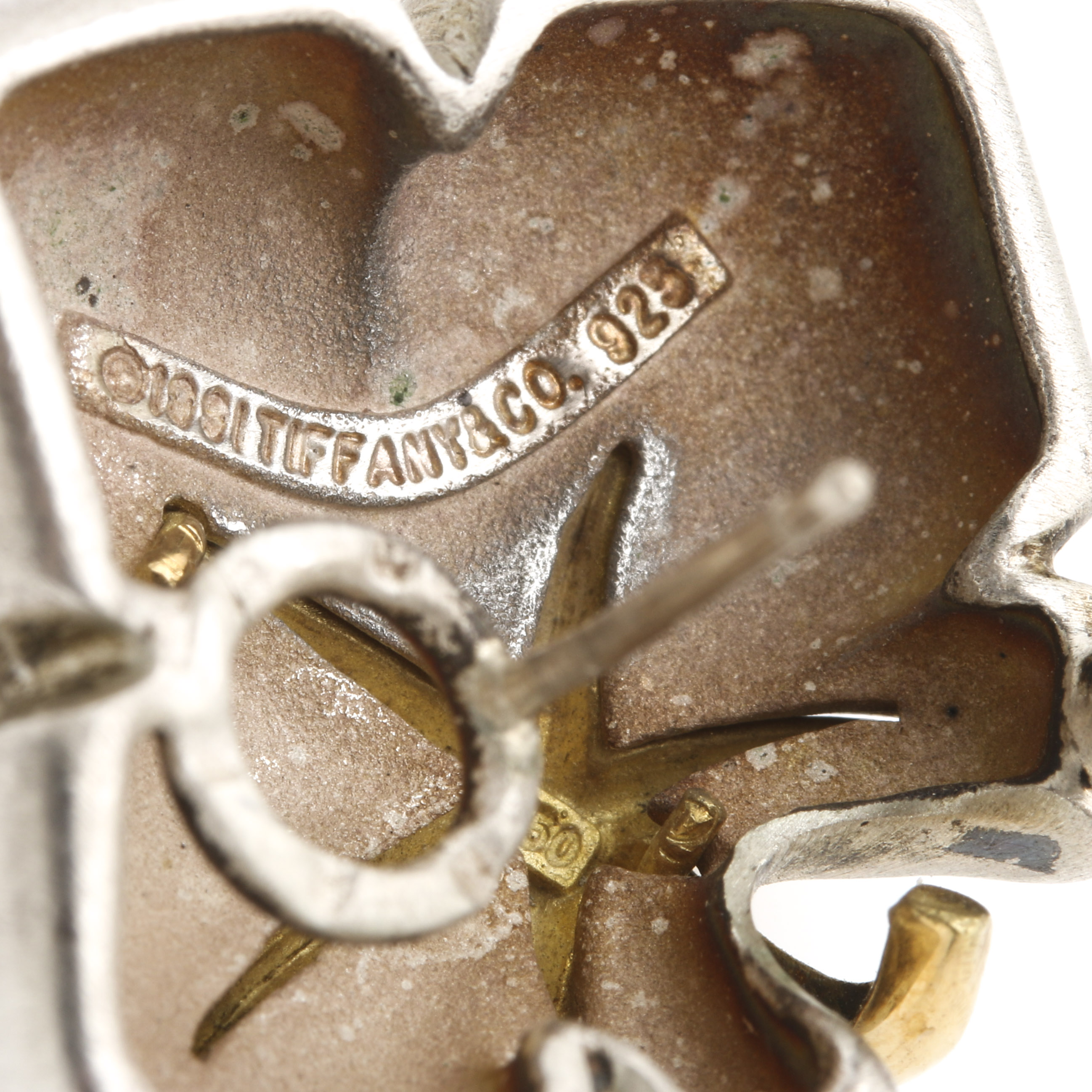 Vintage 1991 Tiffany & Co. Sterling Silver and 18K Yellow Gold Earrings