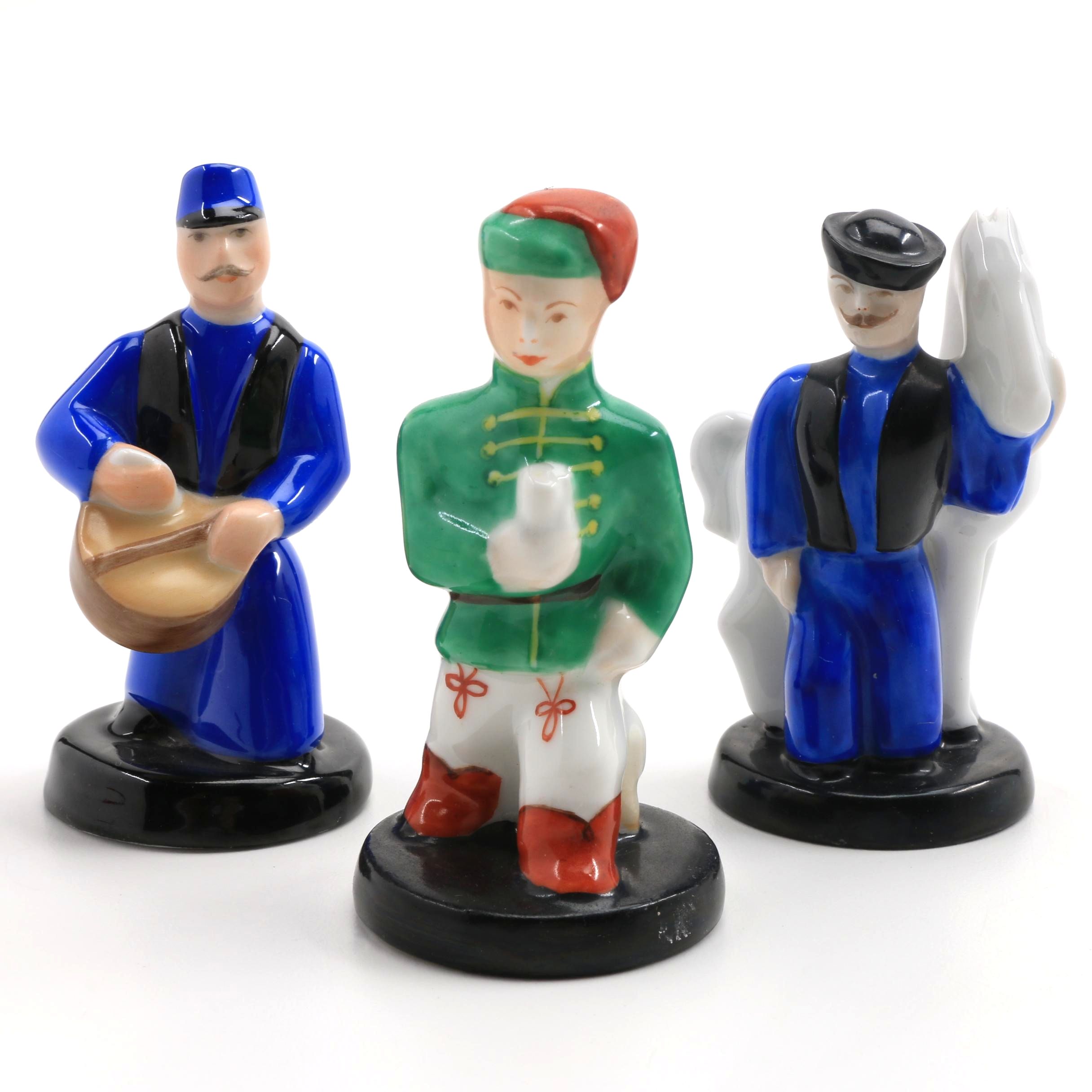 Three Small Herend Porcelain Chess Figurines