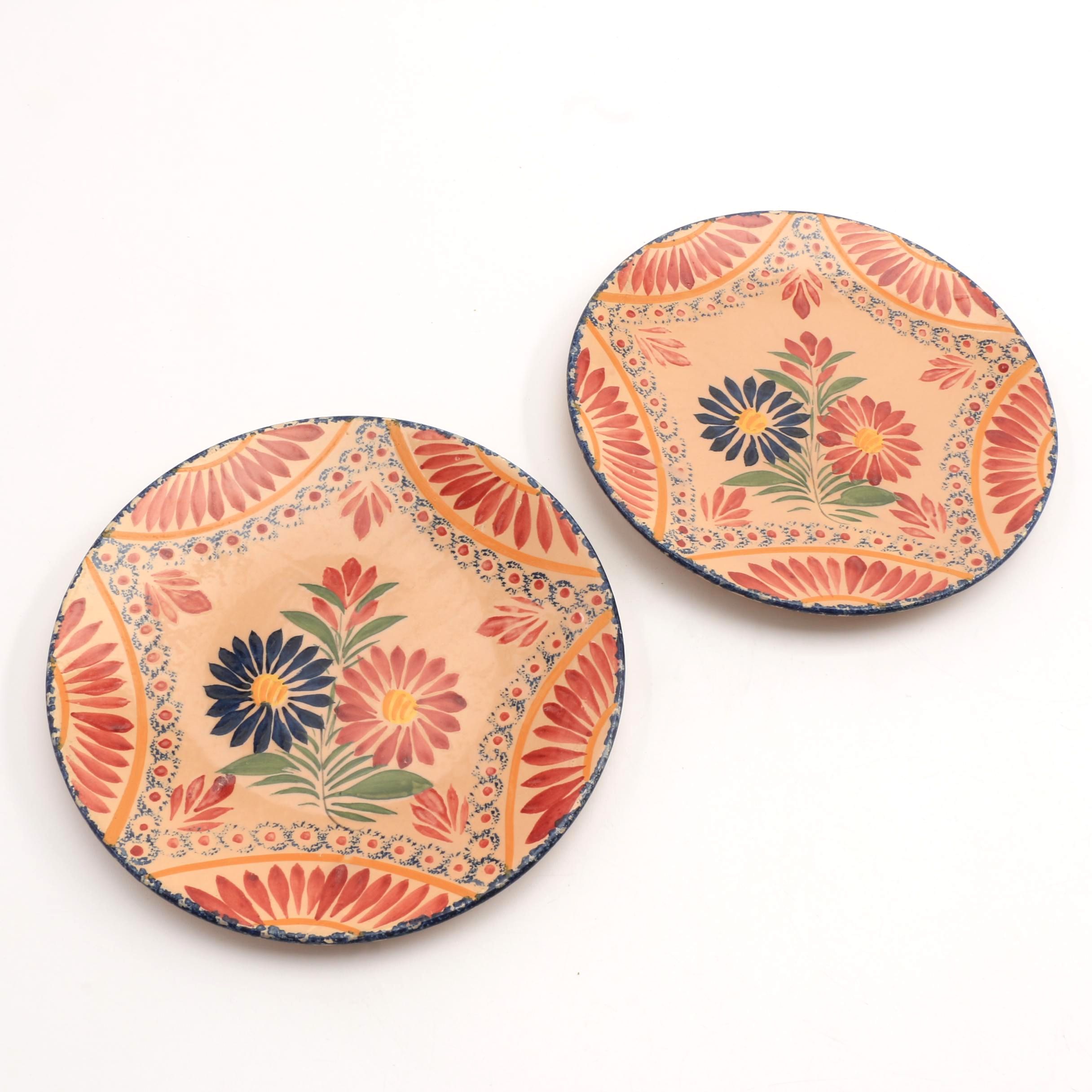 Pair Of Quimper Ivoire Corbeille Plates