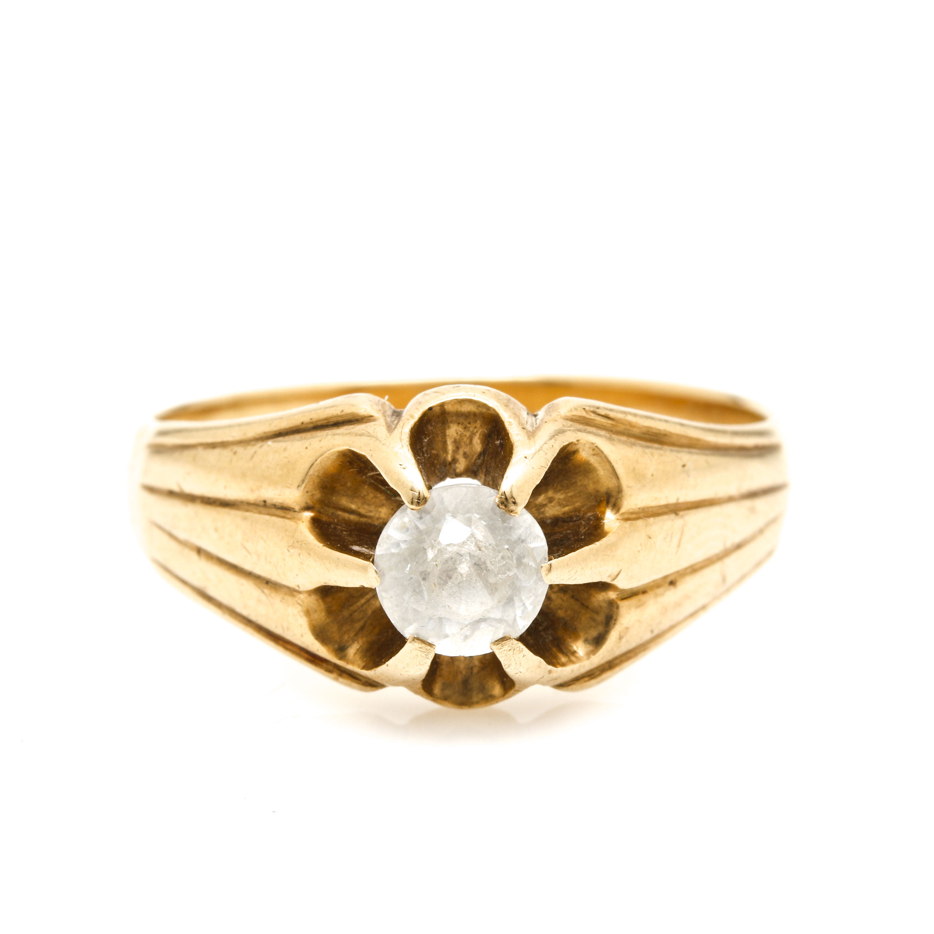 14K Yellow Gold White Sapphire Ring