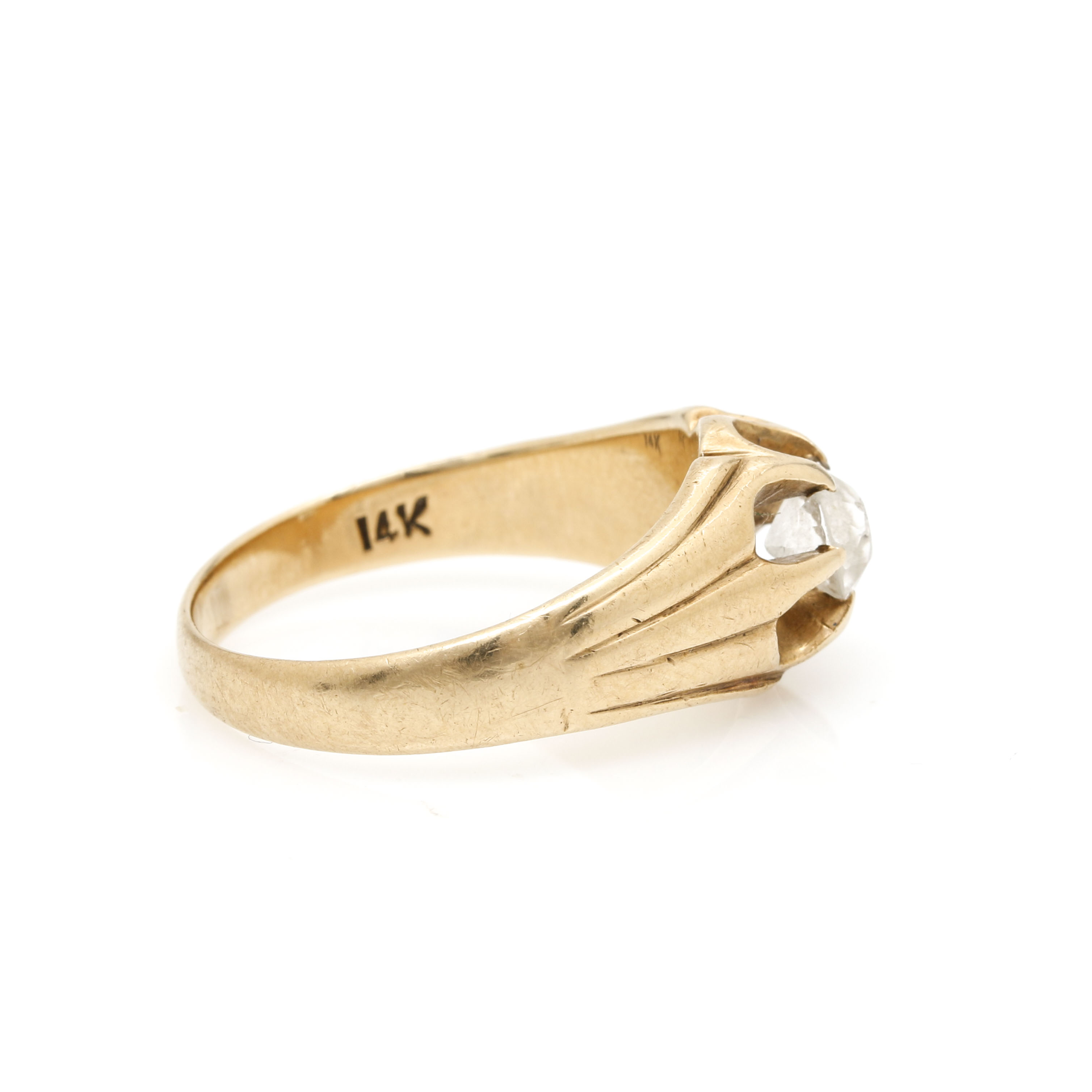 14K Yellow Gold White Sapphire Ring