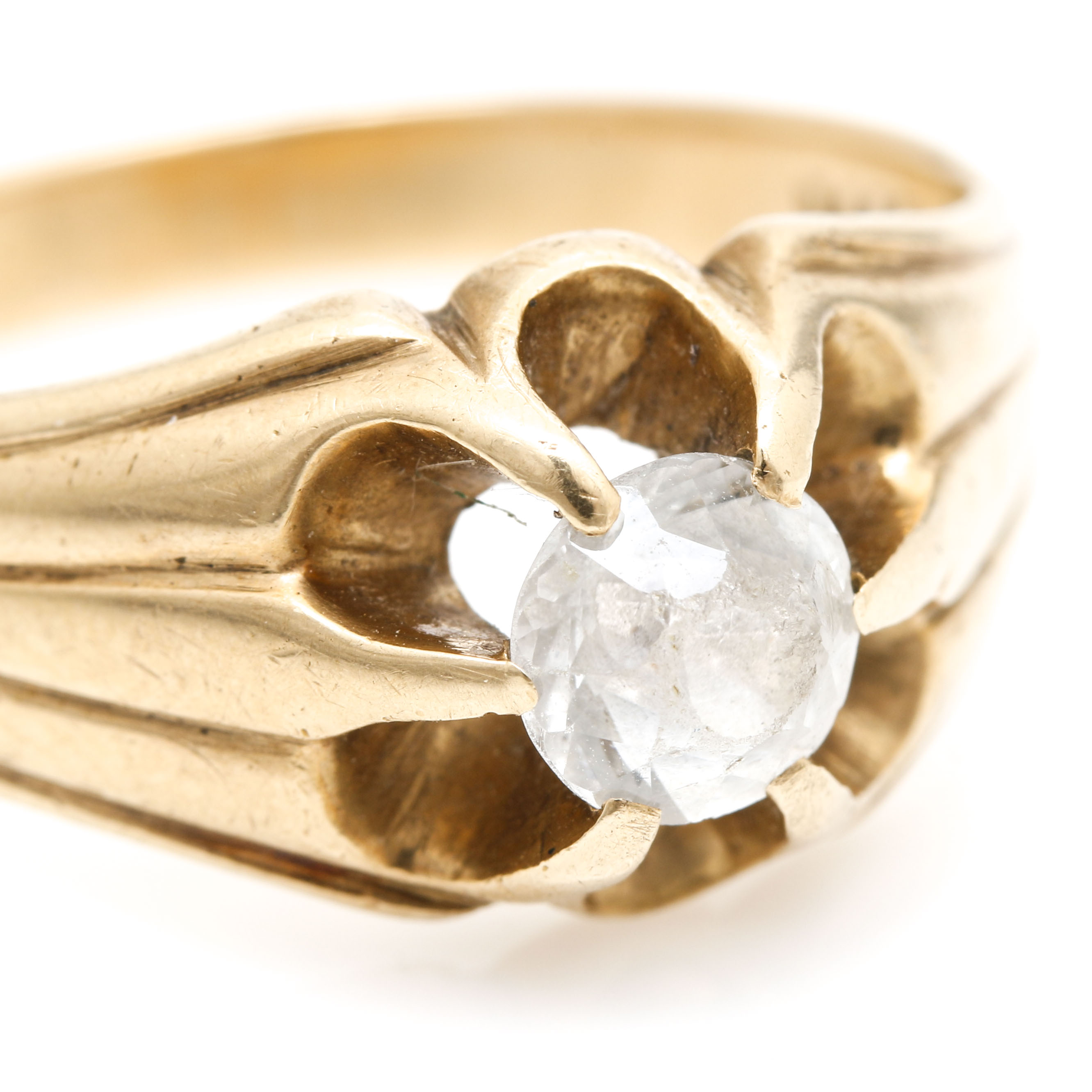 14K Yellow Gold White Sapphire Ring