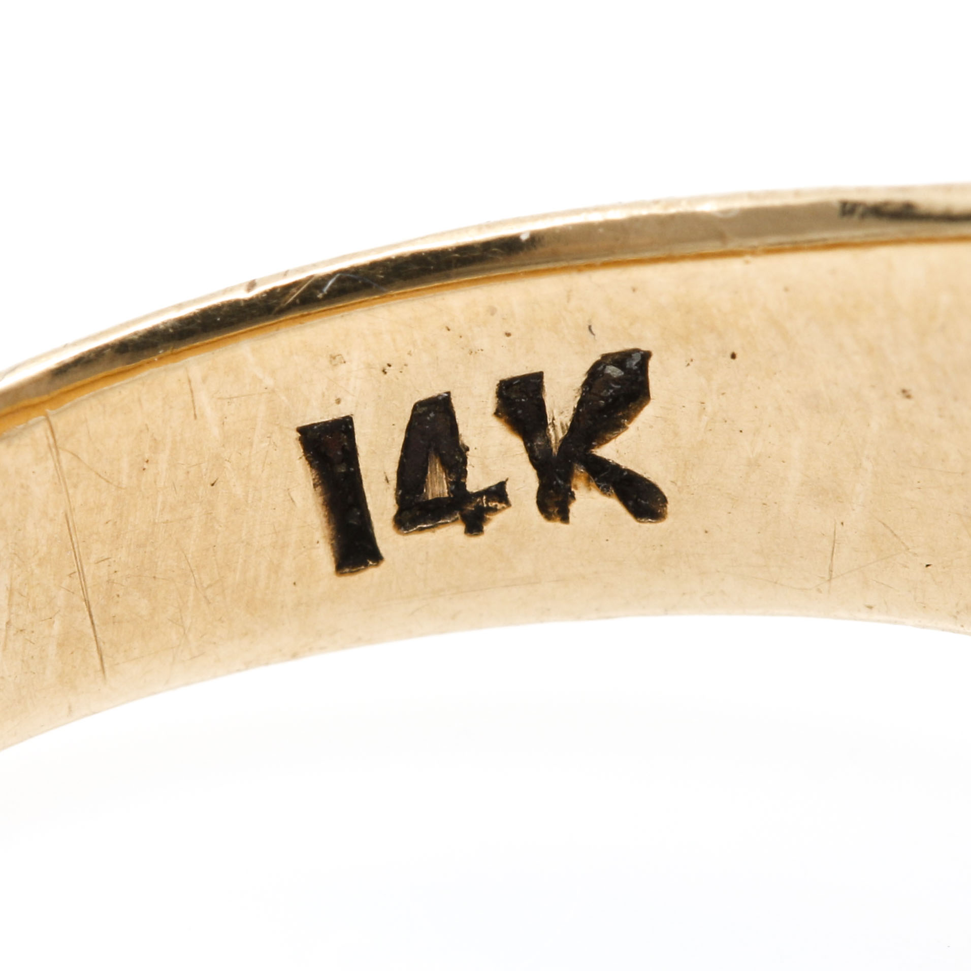 14K Yellow Gold White Sapphire Ring