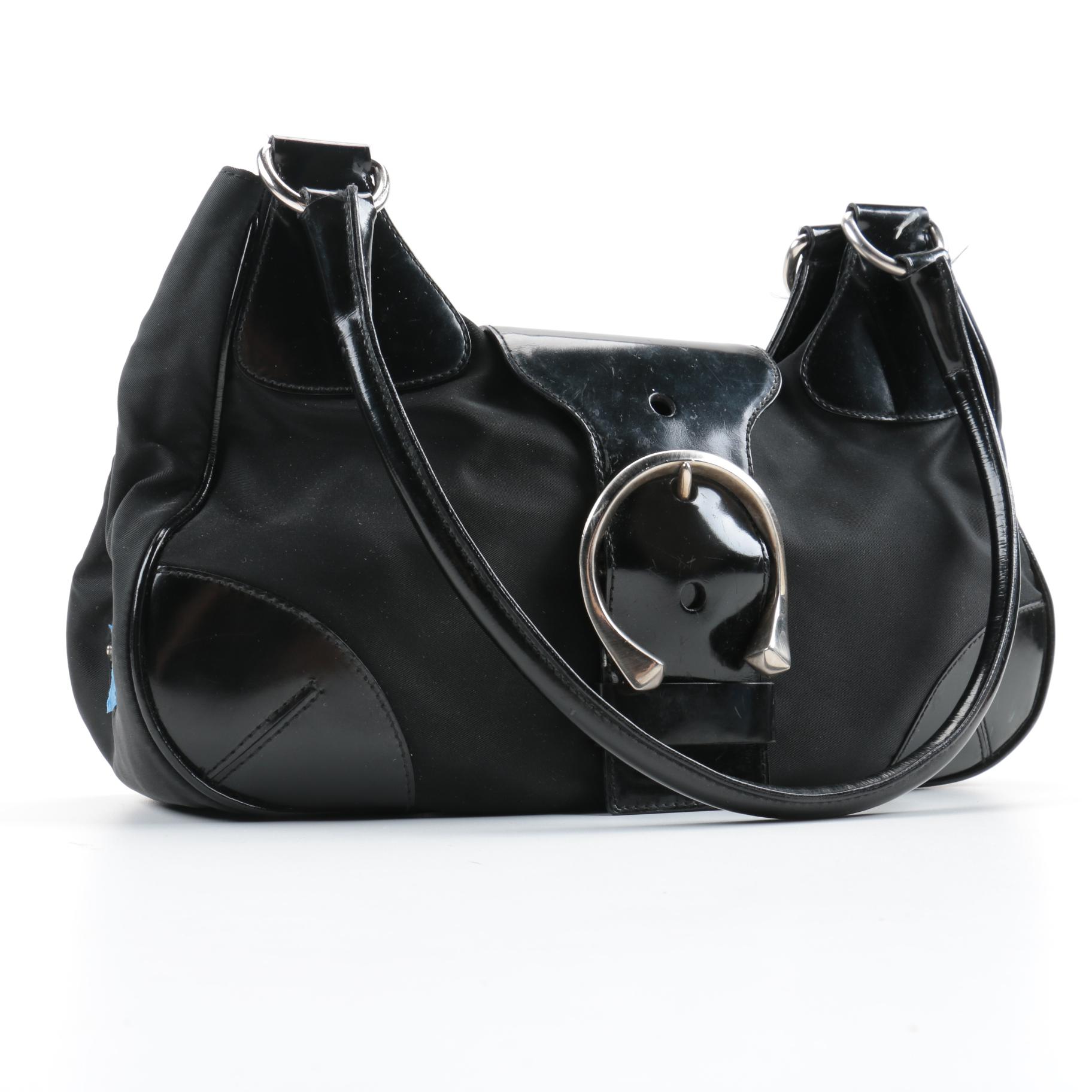 Prada Nylon and Leather Shoulder Bag