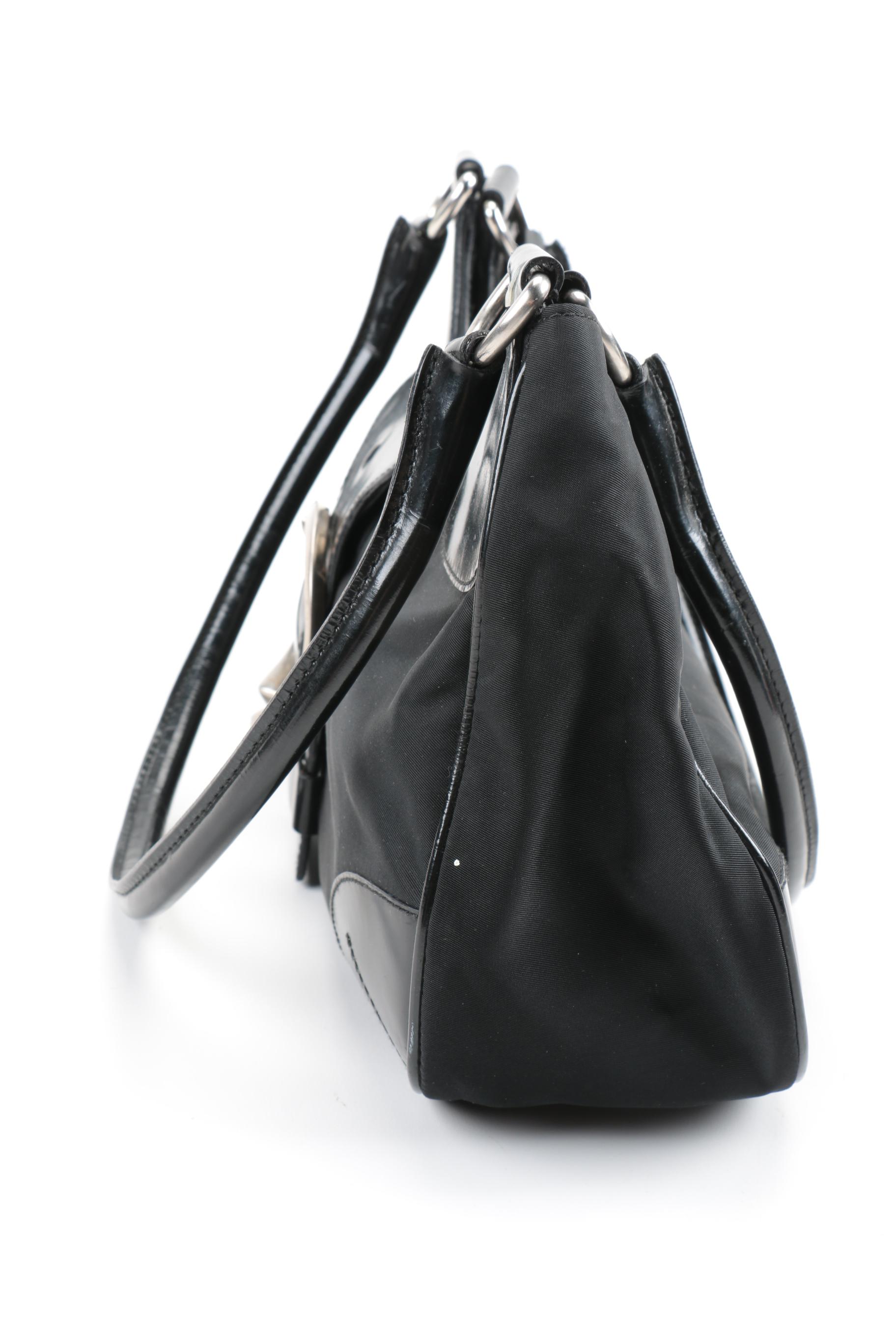 Prada Nylon and Leather Shoulder Bag