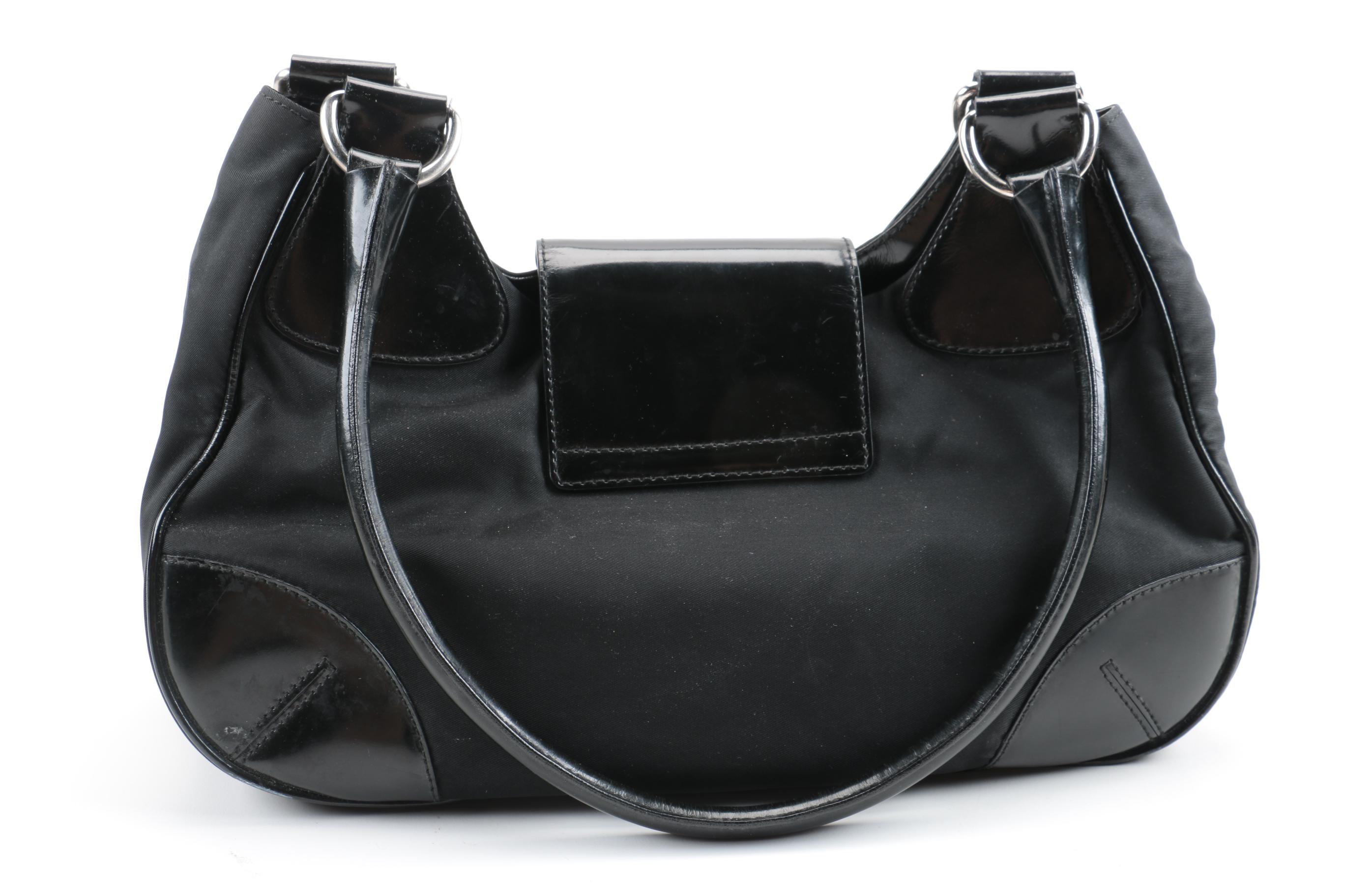 Prada Nylon and Leather Shoulder Bag