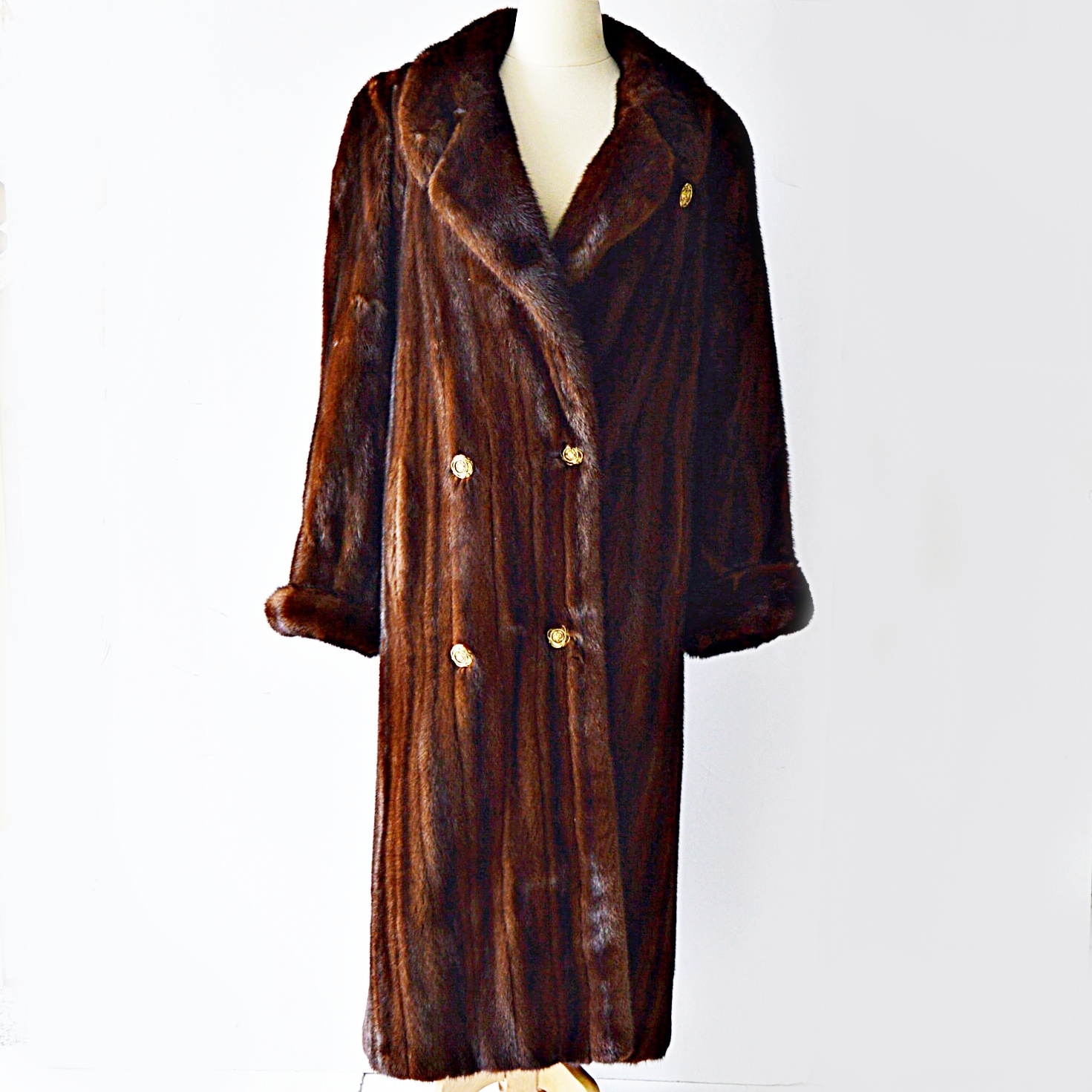 Kotsovos Perry Ellis Mahogany Mink Fur Coat