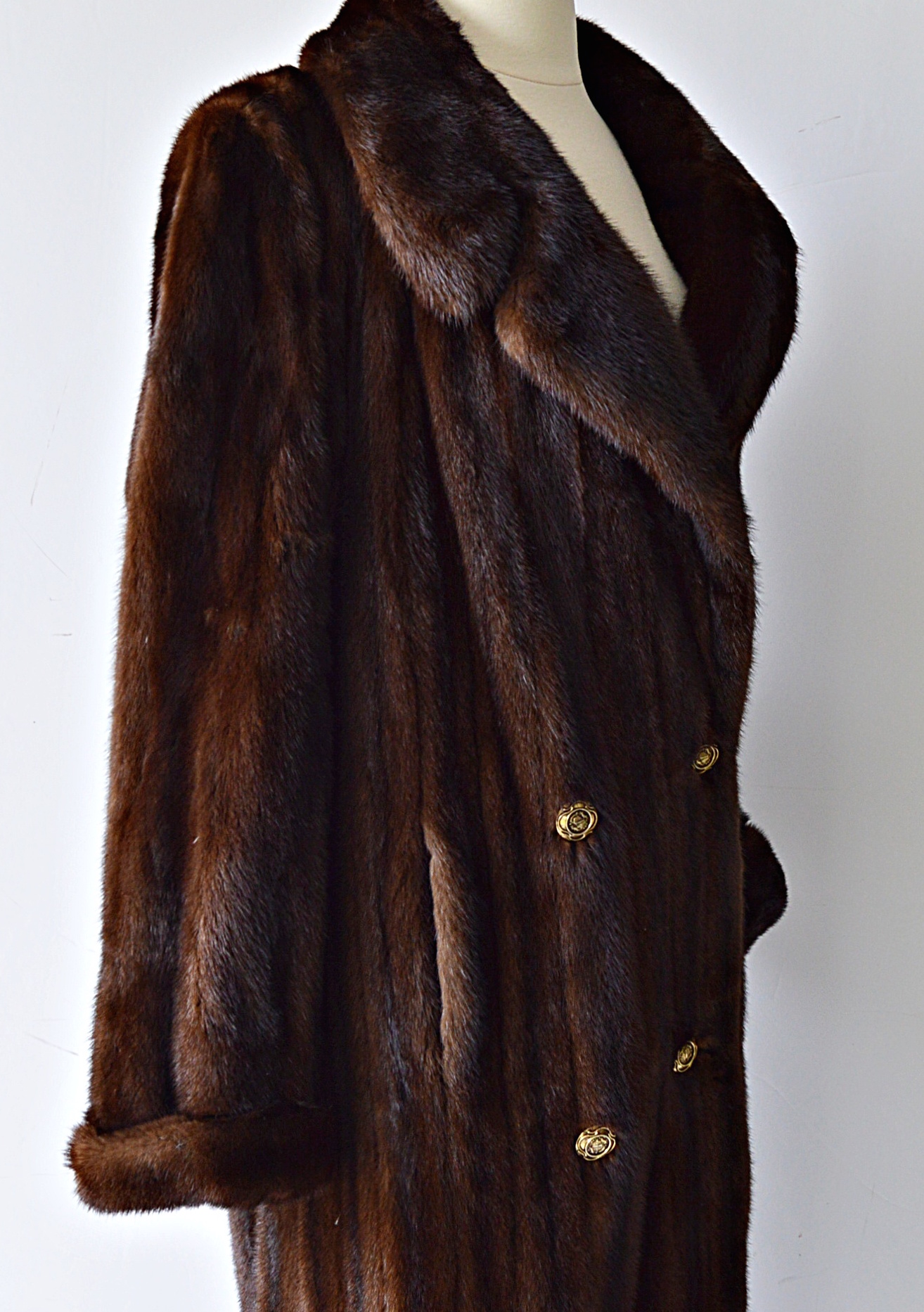 Kotsovos Perry Ellis Mahogany Mink Fur Coat