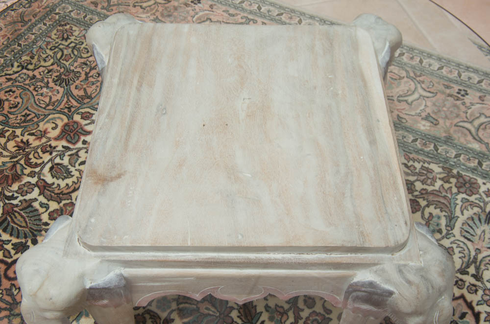 Coffee Table with Elephant Themed Base and Glass Top