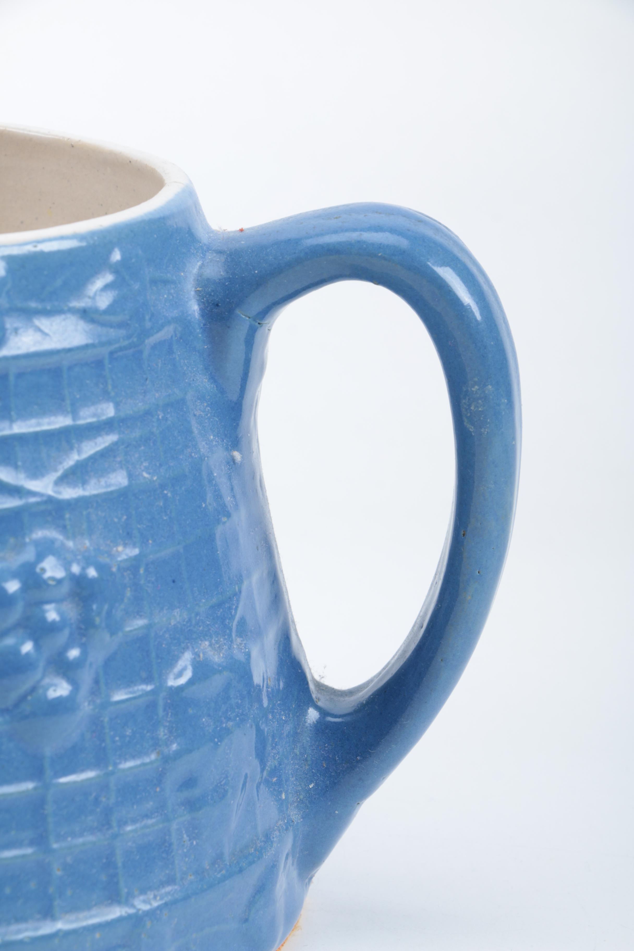 UHL Pottery Co. Blue Glazed Pitcher and Mug Set Circa 1920