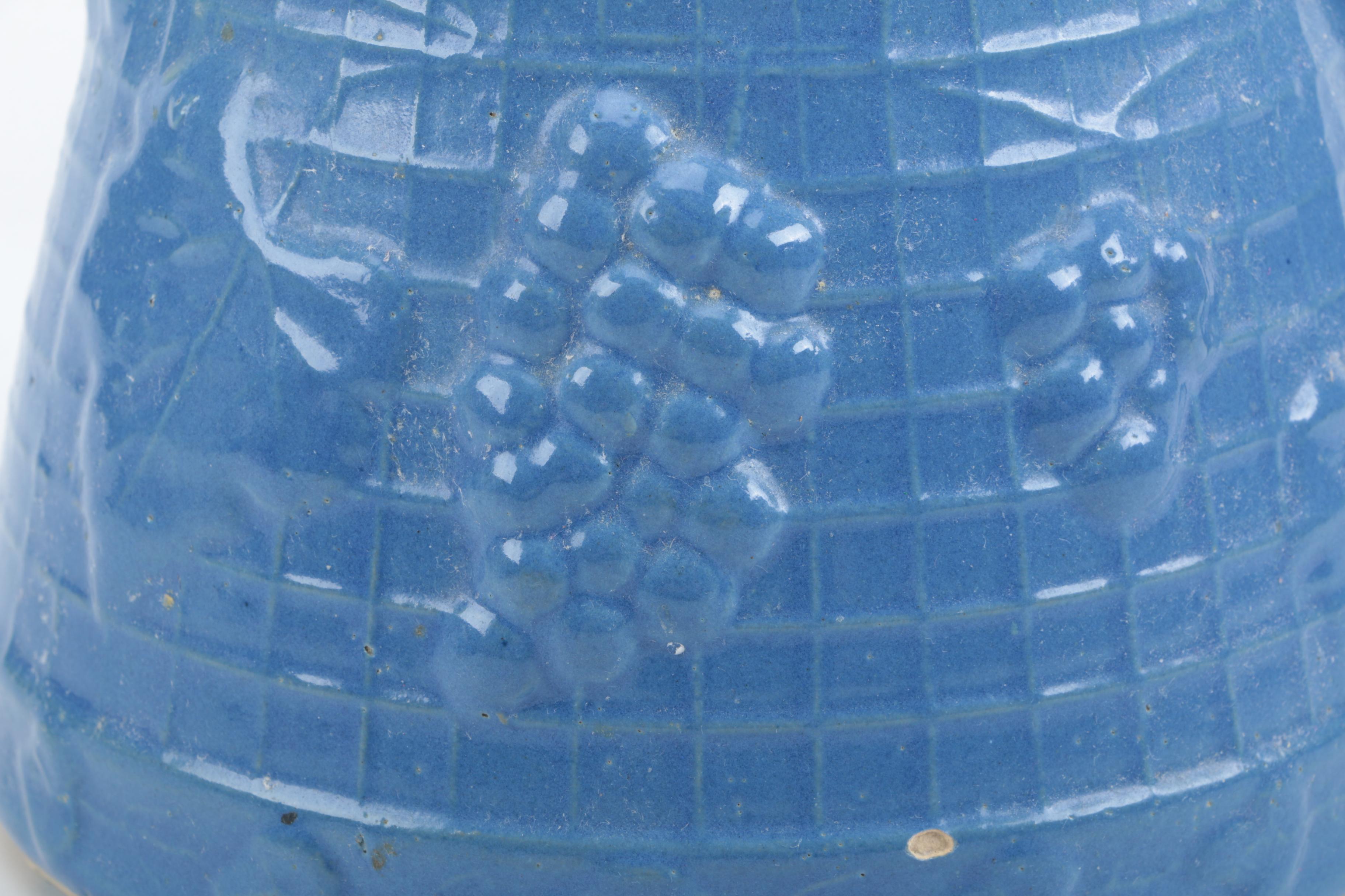 UHL Pottery Co. Blue Glazed Pitcher and Mug Set Circa 1920