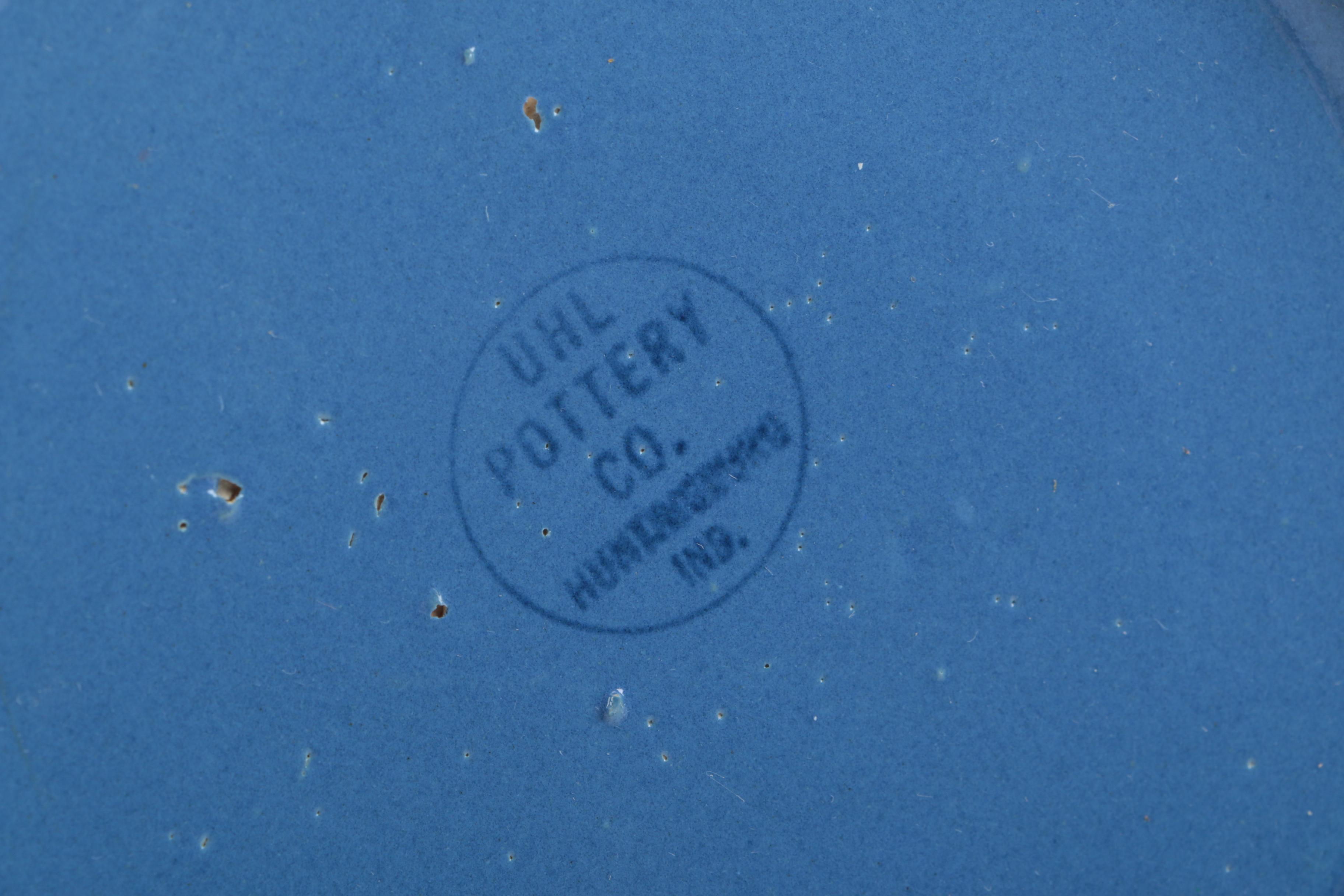 UHL Pottery Co. Blue Glazed Pitcher and Mug Set Circa 1920