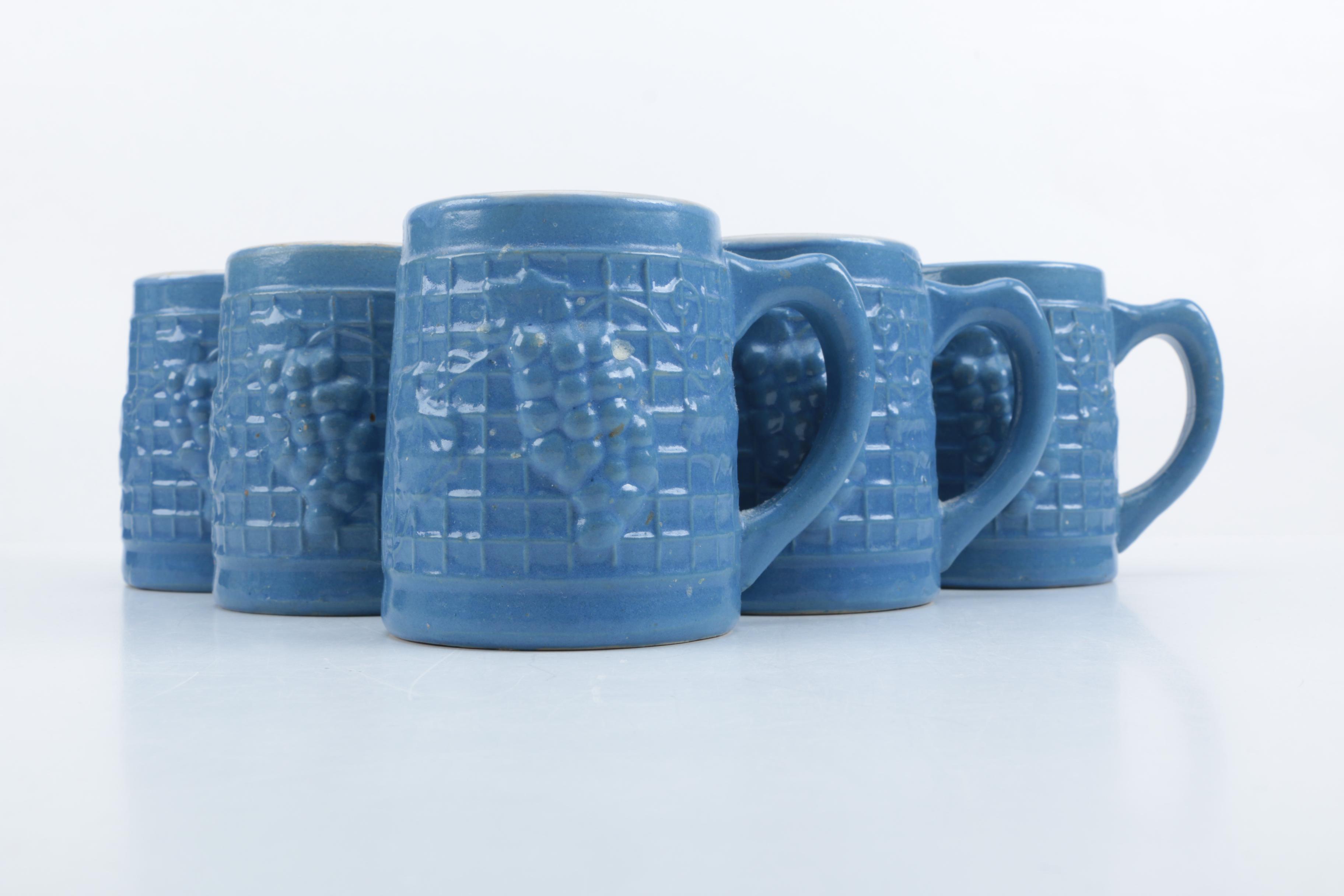 UHL Pottery Co. Blue Glazed Pitcher and Mug Set Circa 1920