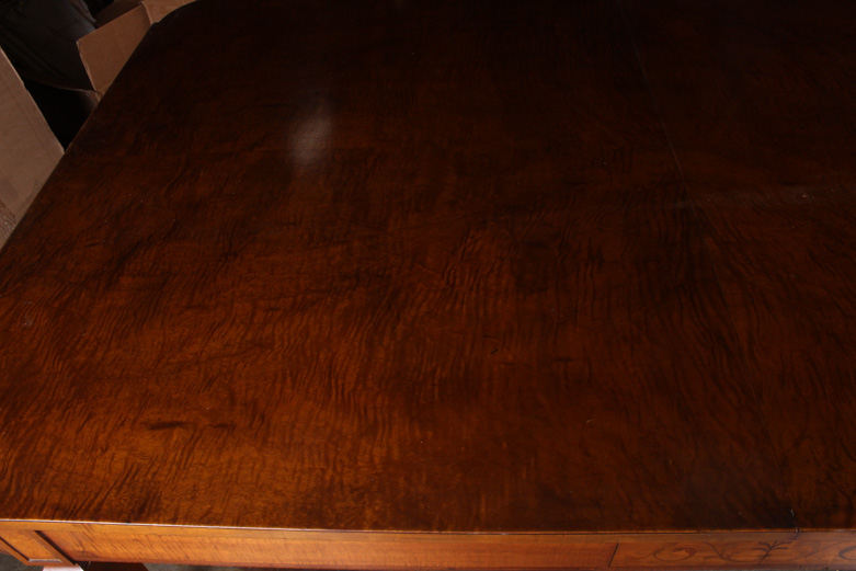 Vintage Neoclassical Inspired Maple Dining Table with Leaf Inserts