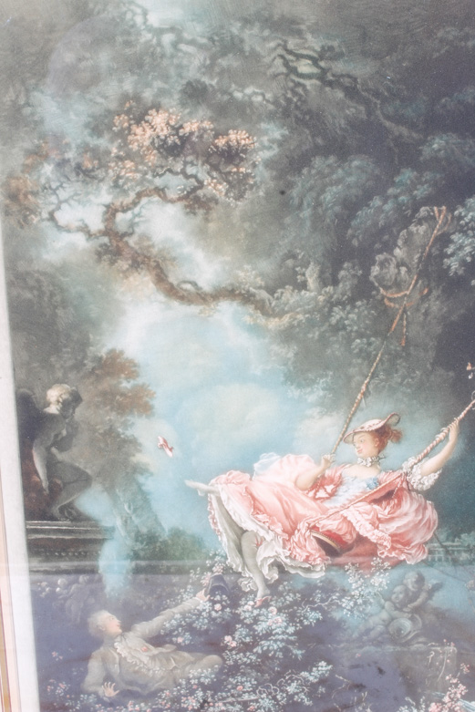 Arthur L. Cox Mezzotint on Paper After Jean Honore Fragonard "l'Escarpolette"