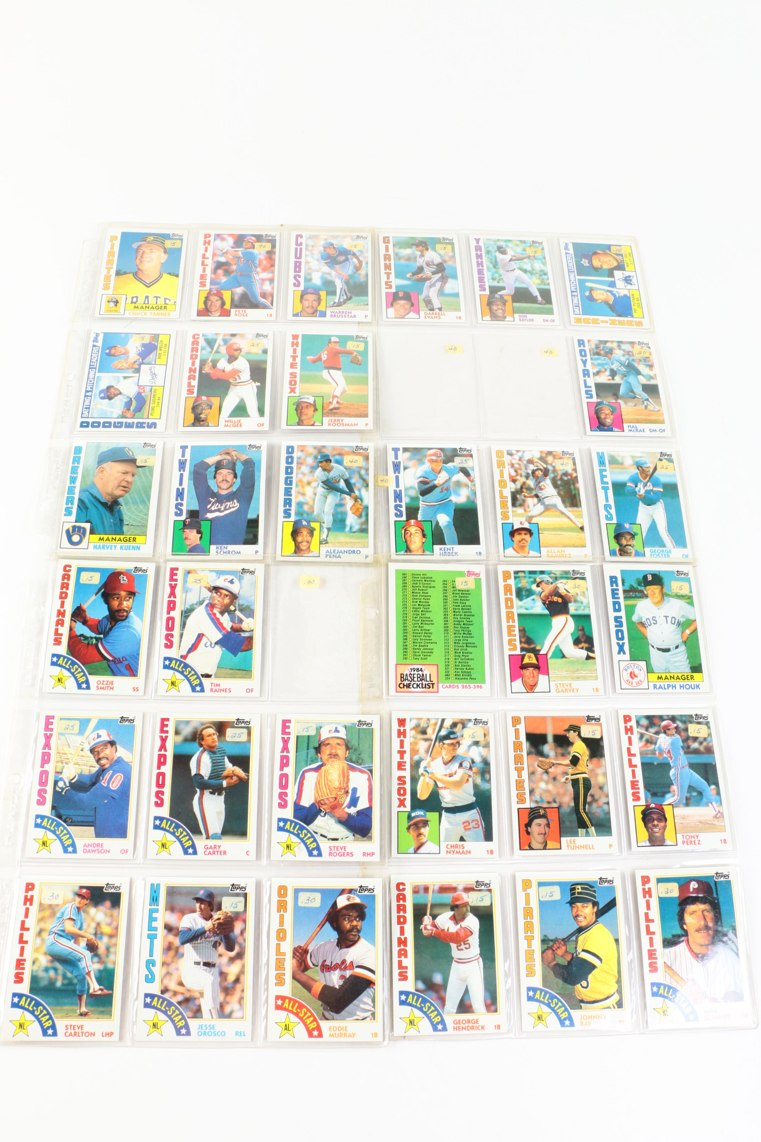 Large Collection of 1984 Topps Baseball Trading Cards