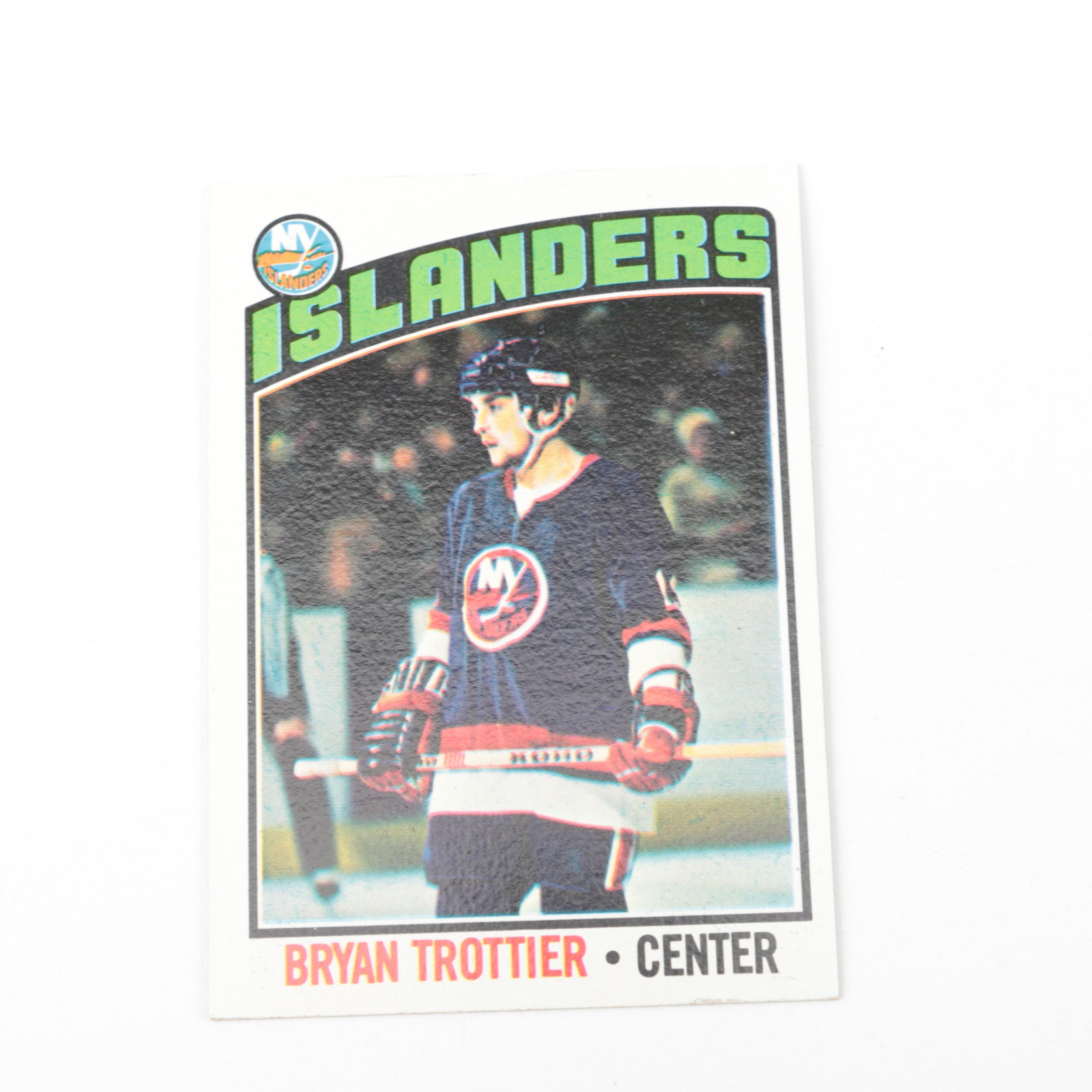 Pair of New York Islanders Hockey Cards with Mike Bossy and Bryan Trottier