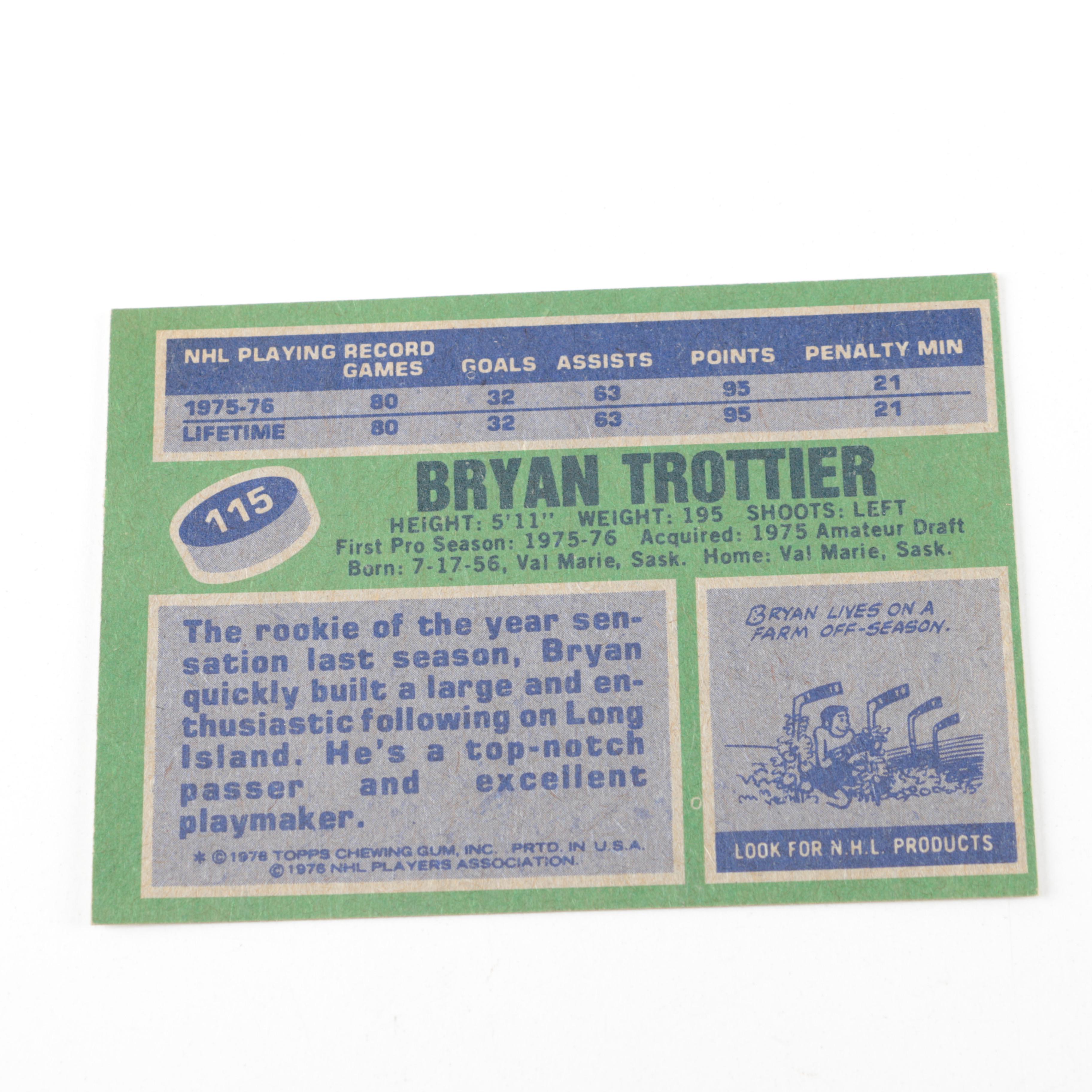 Pair of New York Islanders Hockey Cards with Mike Bossy and Bryan Trottier