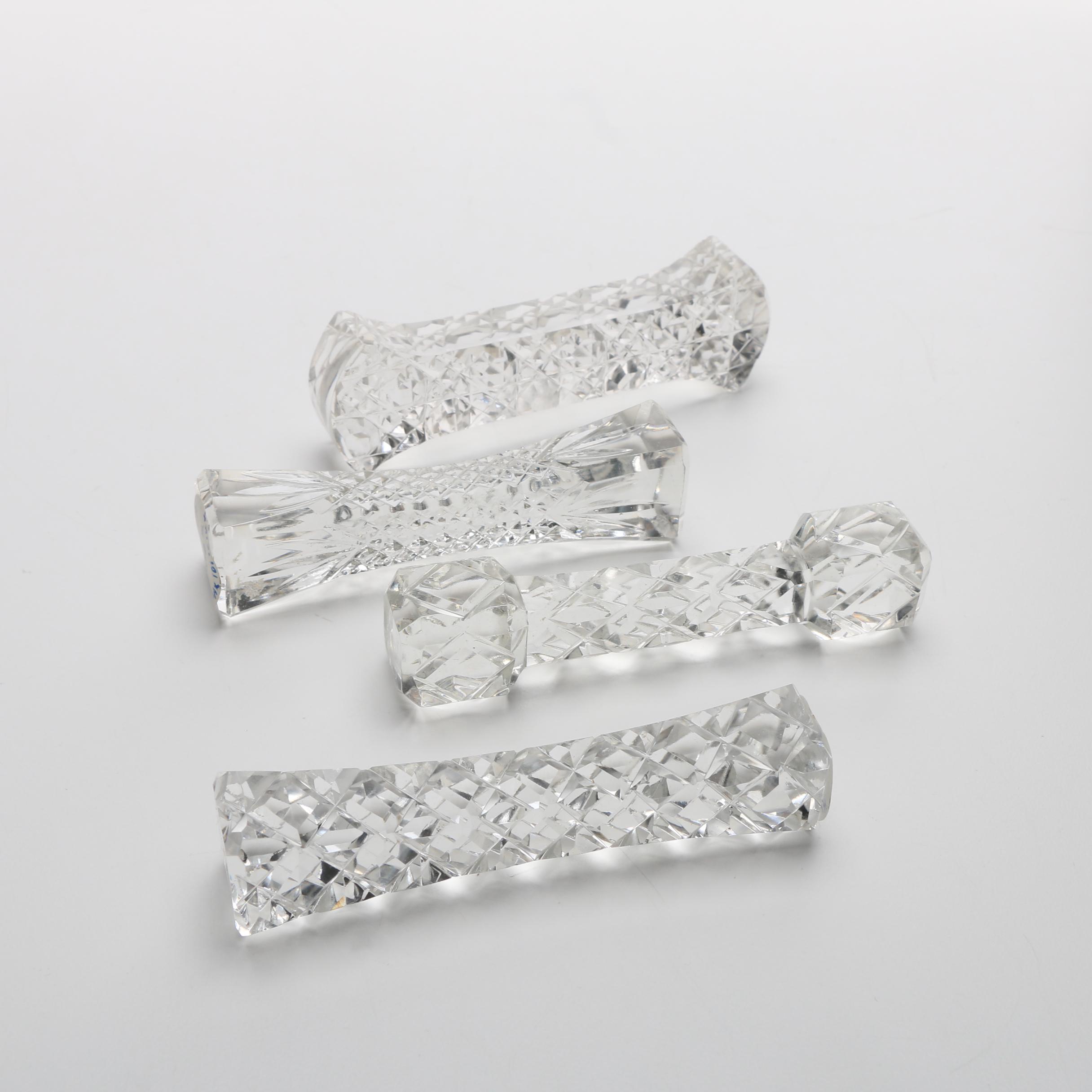 Crystal and Glass Knife Rests with Sterling Accent