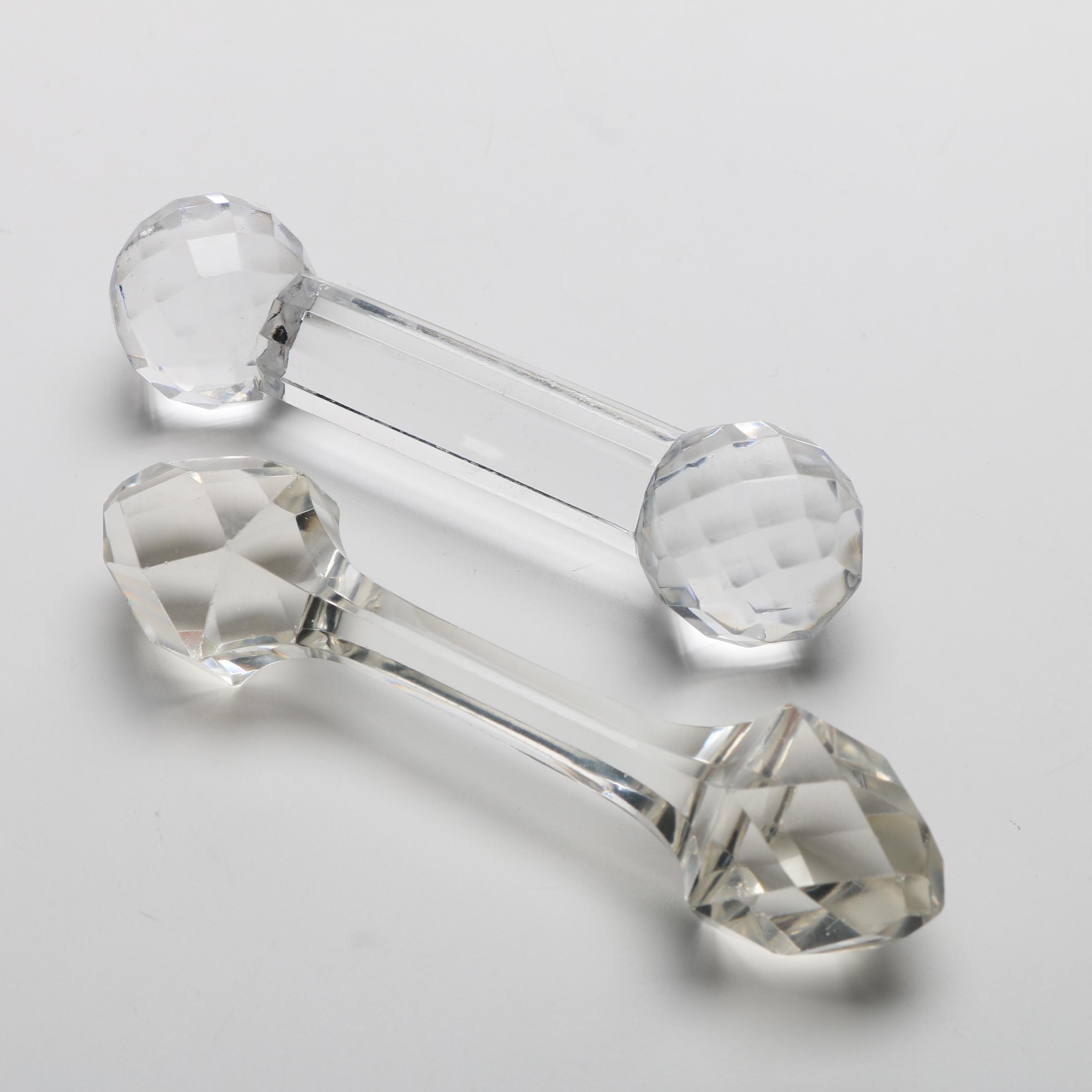 Crystal and Glass Knife Rests with Sterling Accent