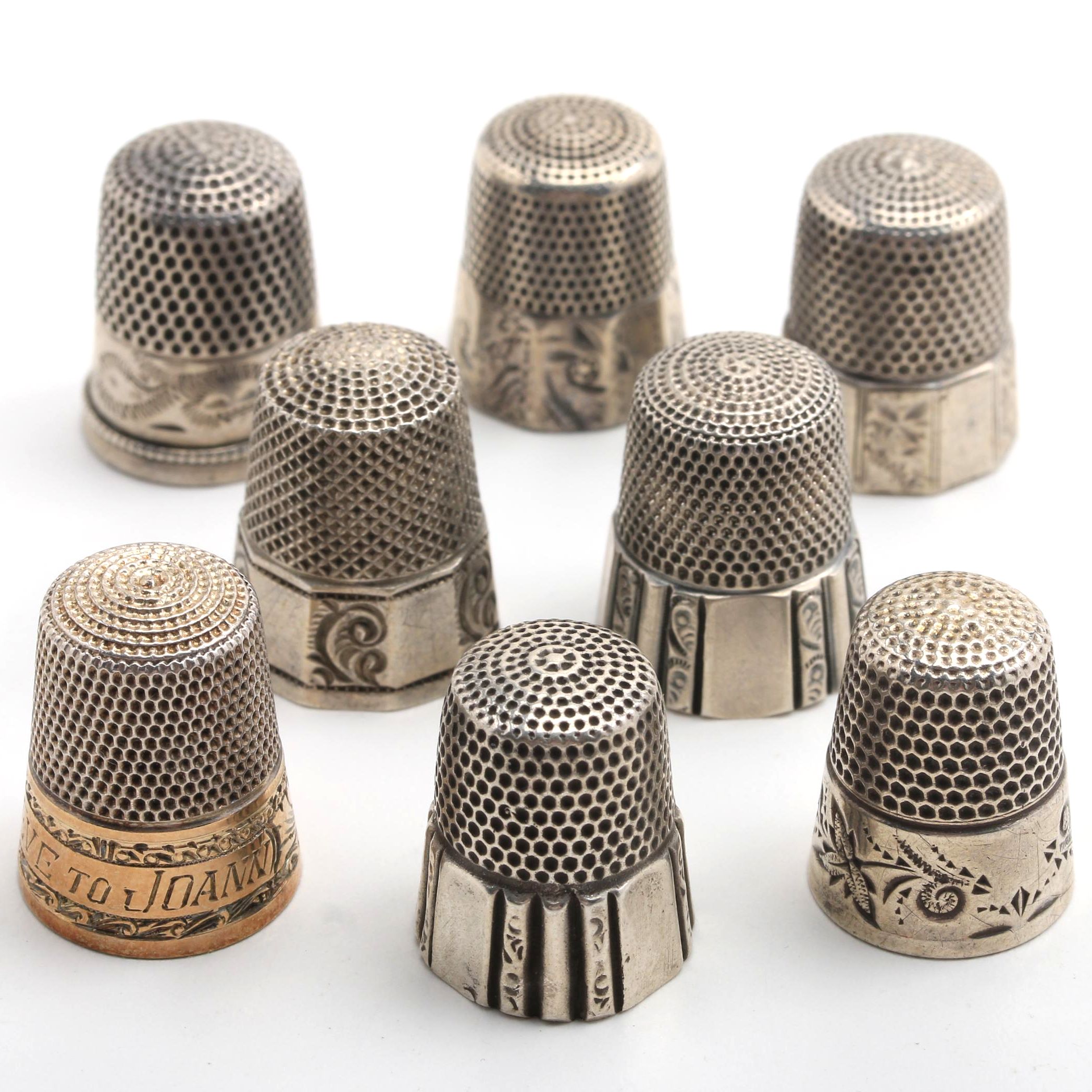 Eight Sterling Silver Thimbles