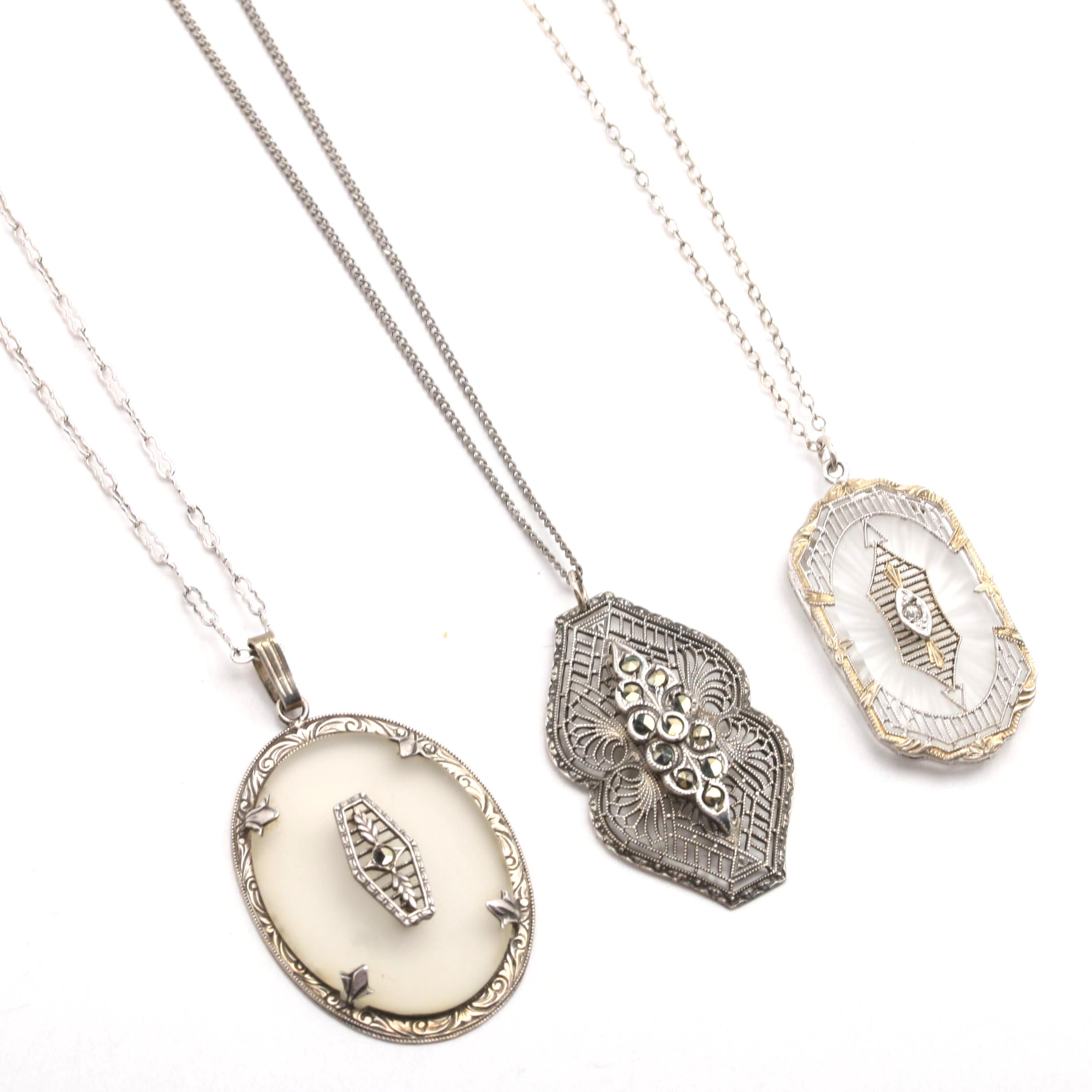 Three Sterling Silver Pendant Necklaces